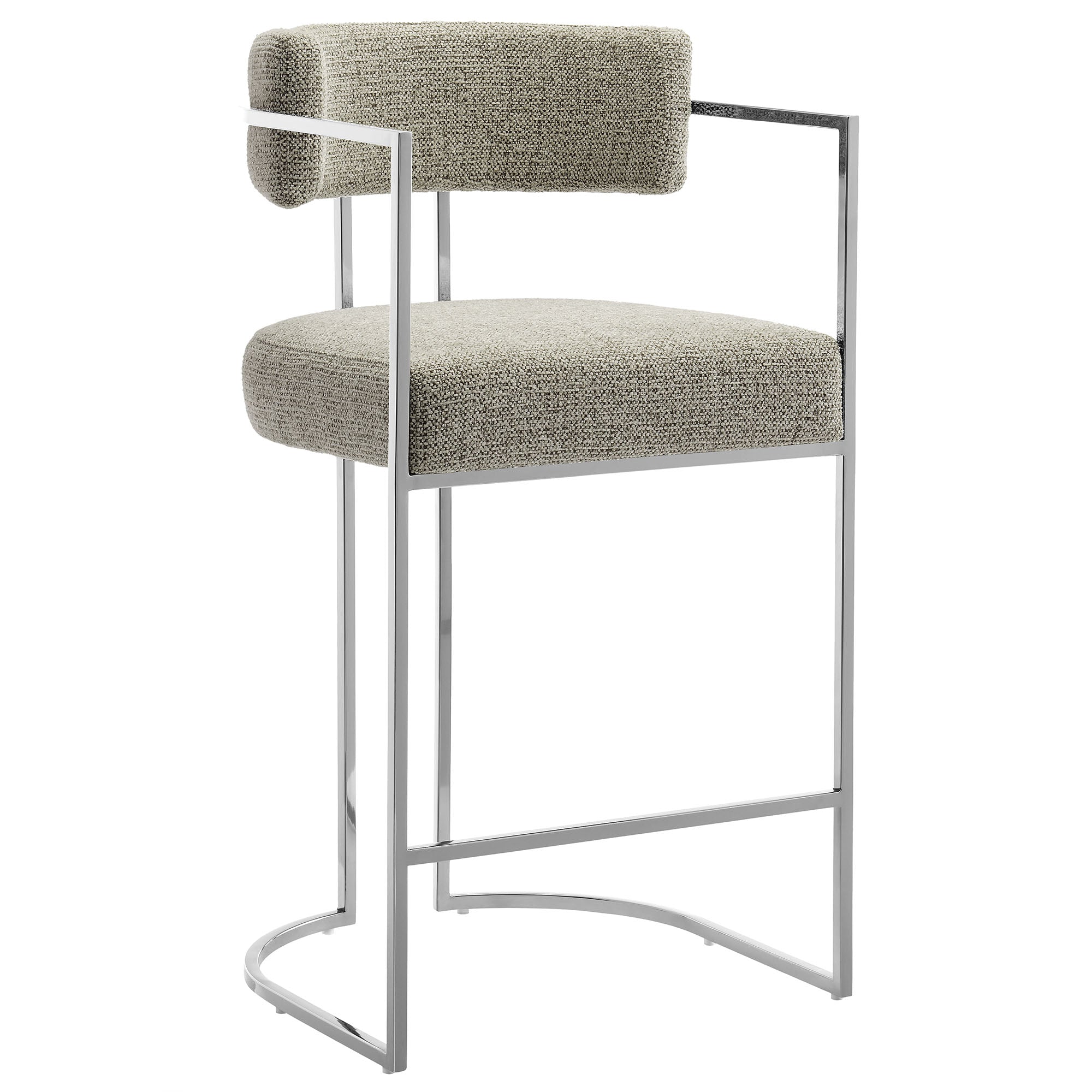 Modway Huron Curved Back Fabric and Metal Counter Stool