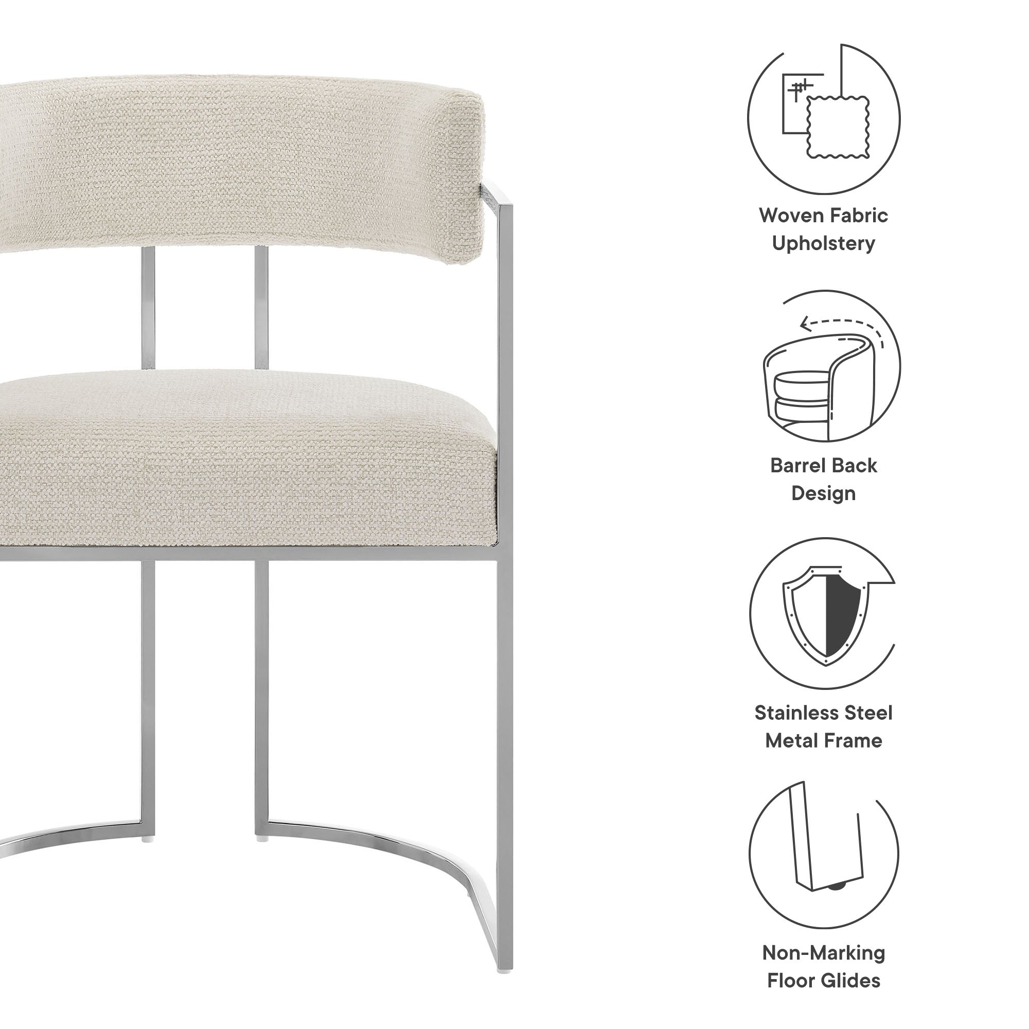 Modway Huron Curved Back Fabric and Metal Dining Accent Chair