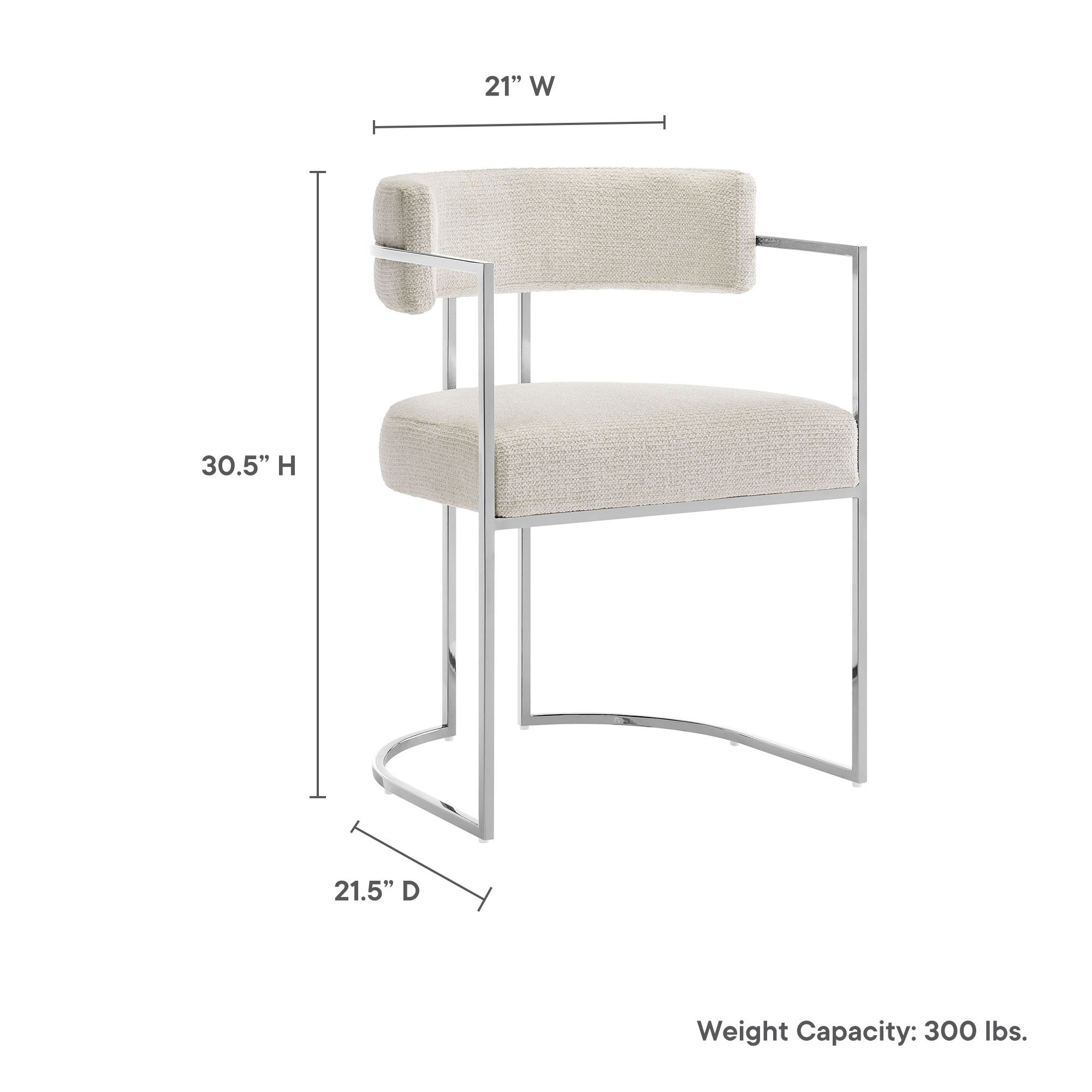 Modway Huron Curved Back Fabric and Metal Dining Accent Chair