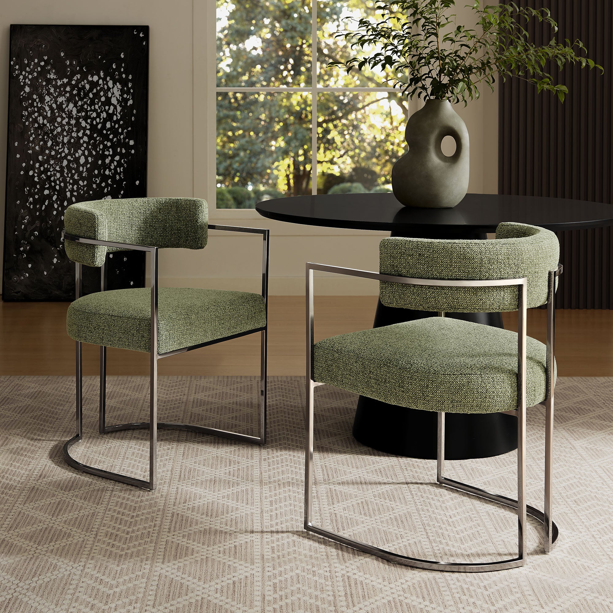 Modway Huron Curved Back Fabric and Metal Dining Accent Chair