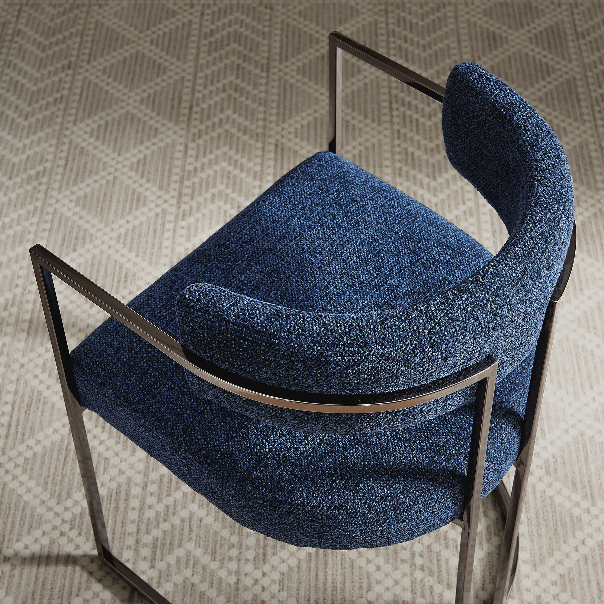 Modway Huron Curved Back Fabric and Metal Dining Accent Chair
