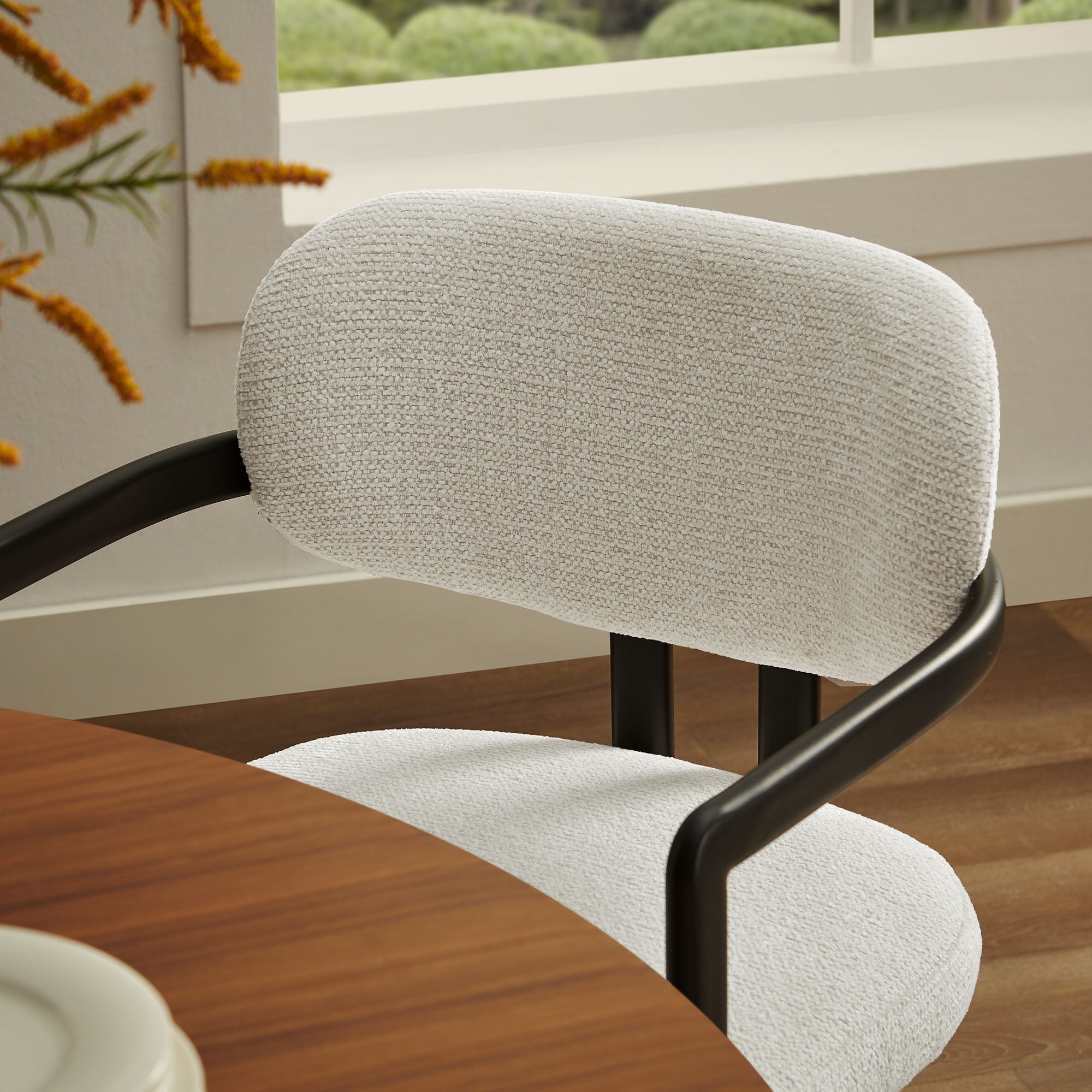 Modway Elio Barrel Fabric and Metal Dining Chair
