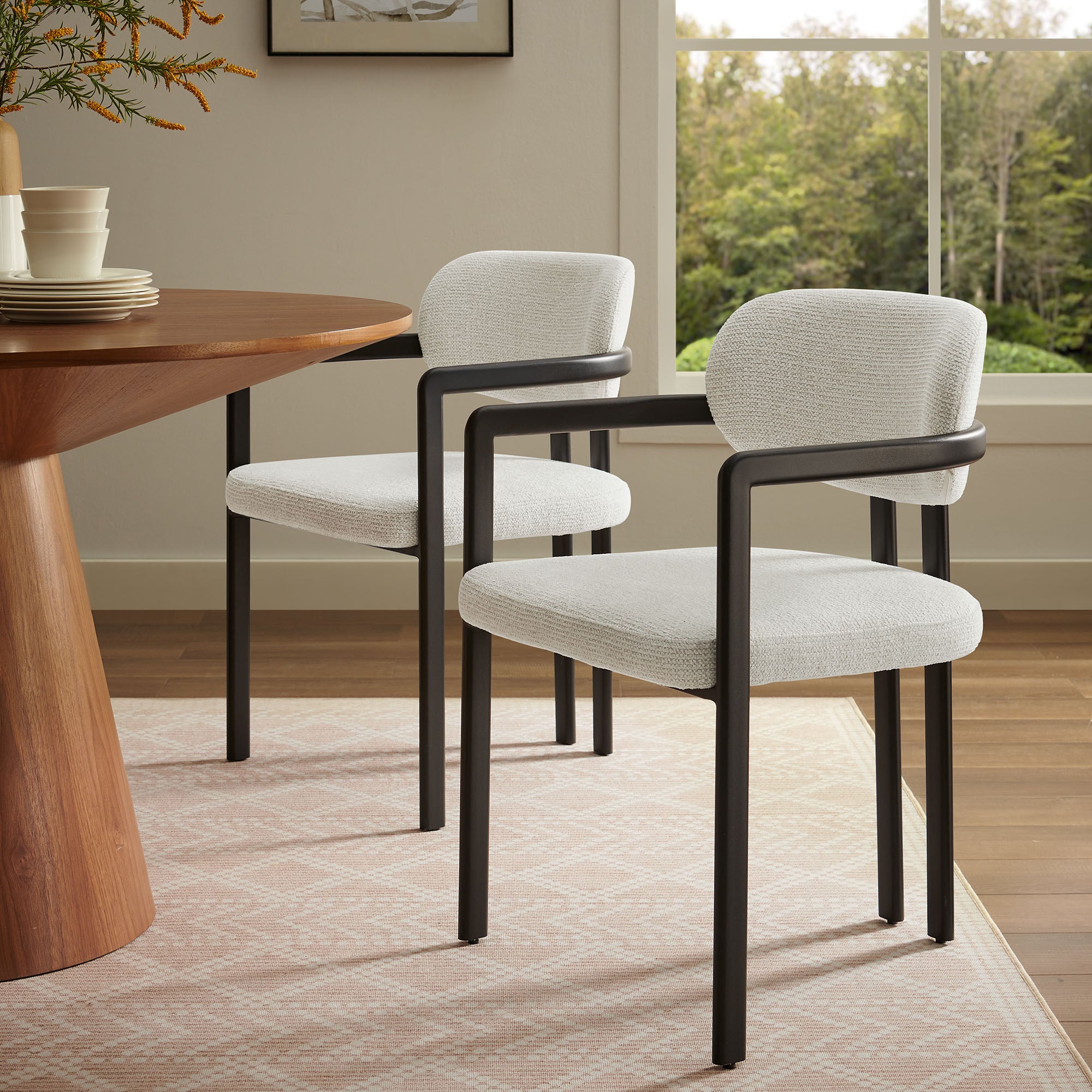 Modway Elio Barrel Fabric and Metal Dining Chair