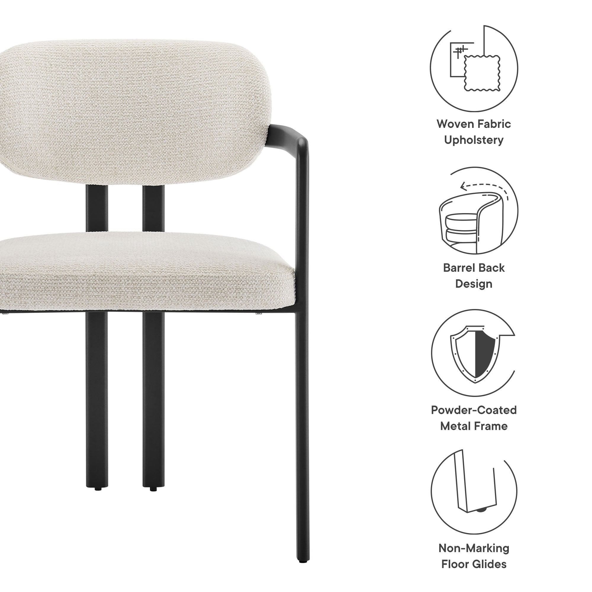 Modway Elio Barrel Fabric and Metal Dining Chair