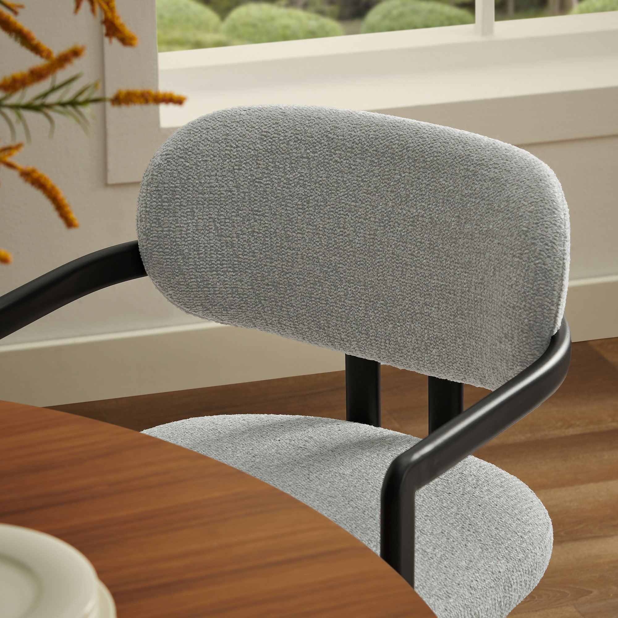 Modway Elio Barrel Fabric and Metal Dining Chair