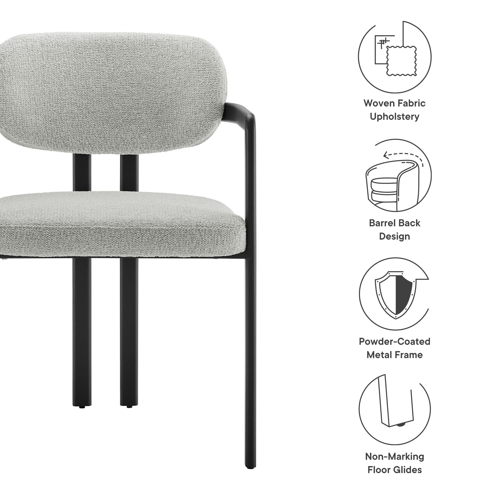 Modway Elio Barrel Fabric and Metal Dining Chair