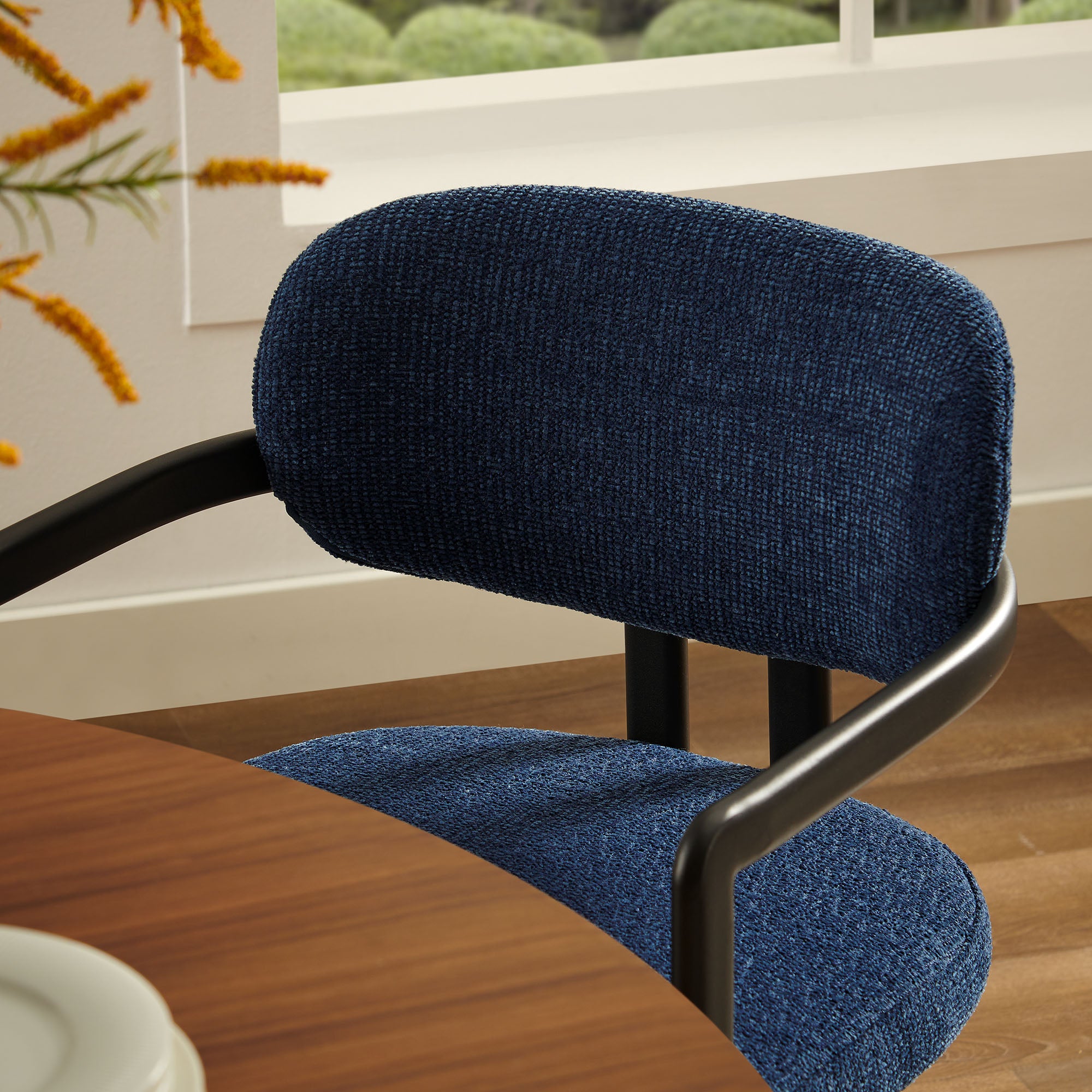 Modway Elio Barrel Fabric and Metal Dining Chair