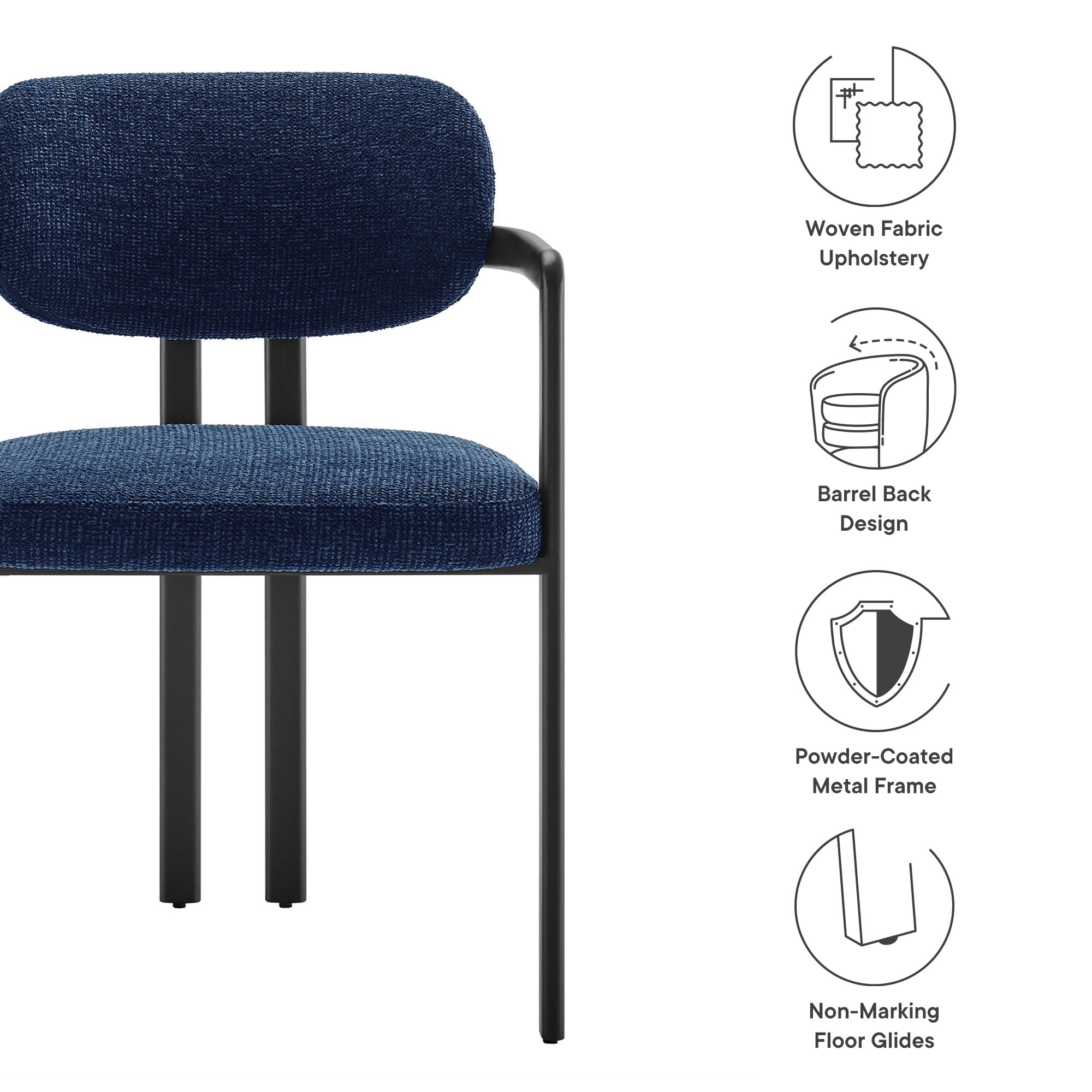 Modway Elio Barrel Fabric and Metal Dining Chair