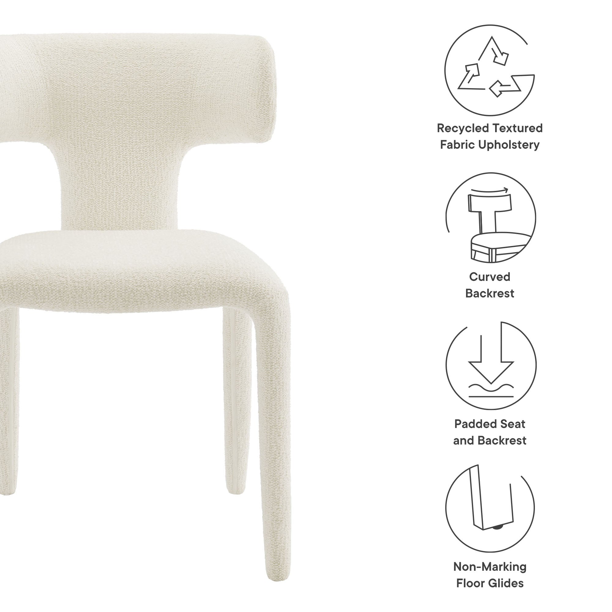Modway Stellan Curved Back Boucle Upholstered Dining Chair Set of 2