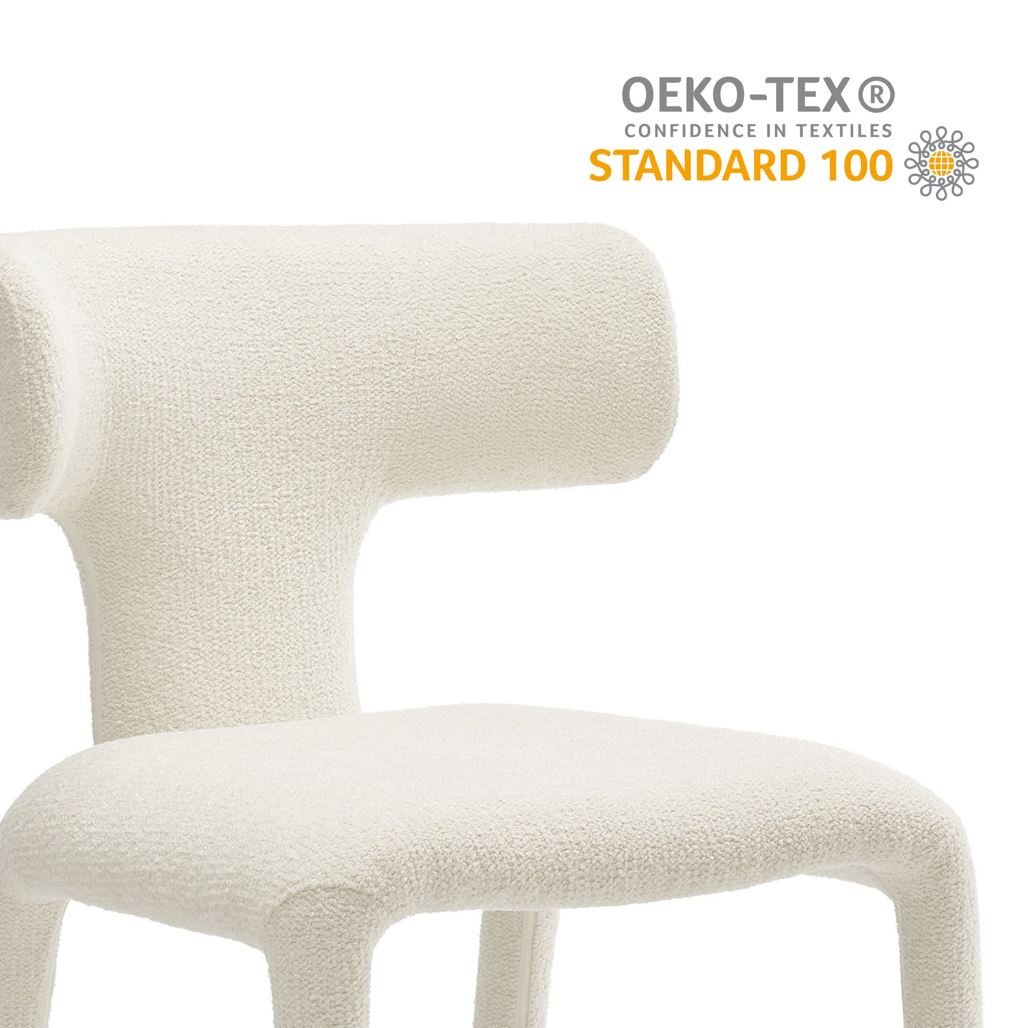 Modway Stellan Curved Back Boucle Upholstered Dining Chair Set of 2