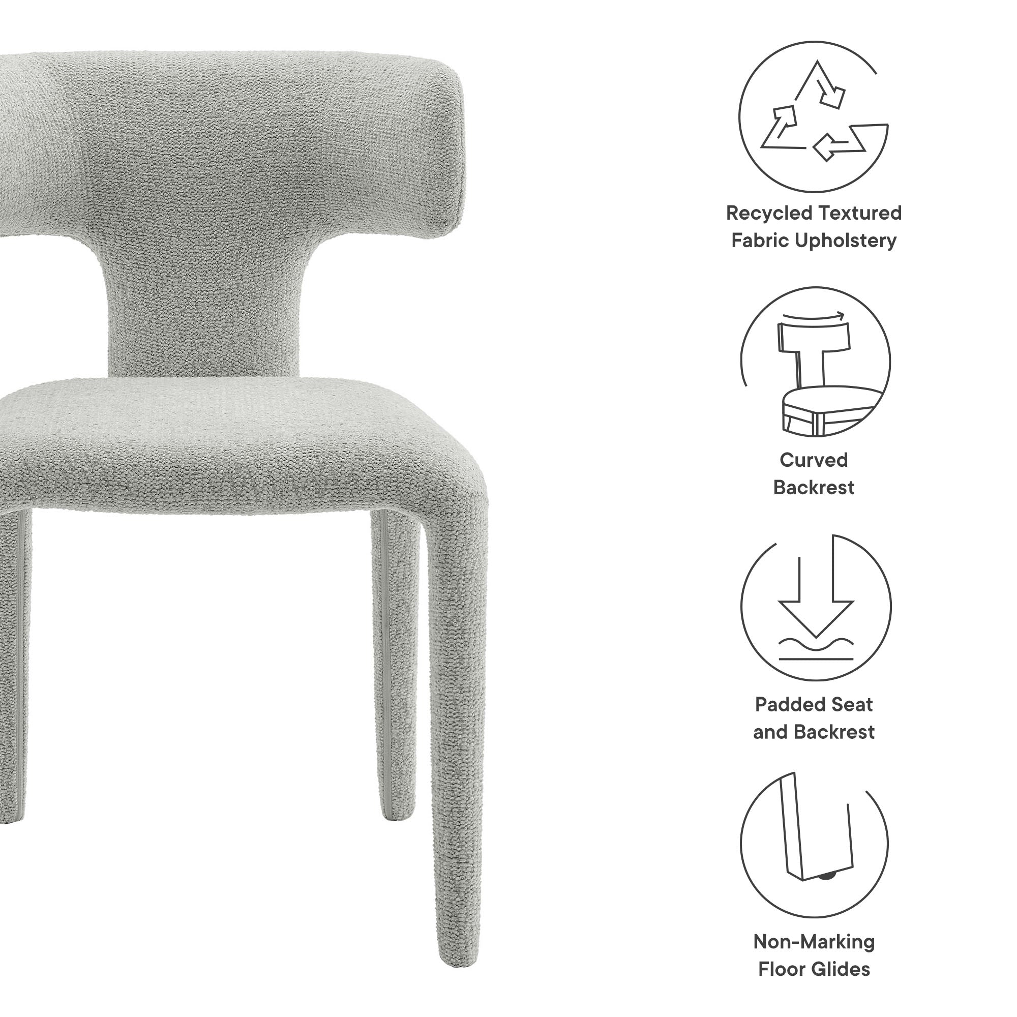 Modway Stellan Curved Back Boucle Upholstered Dining Chair Set of 2