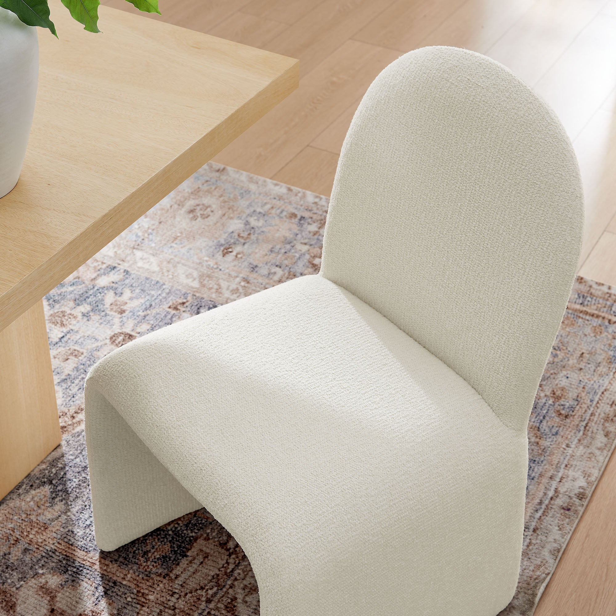 Modway Junia Boucle Upholstered Arch Armless Dining Chair