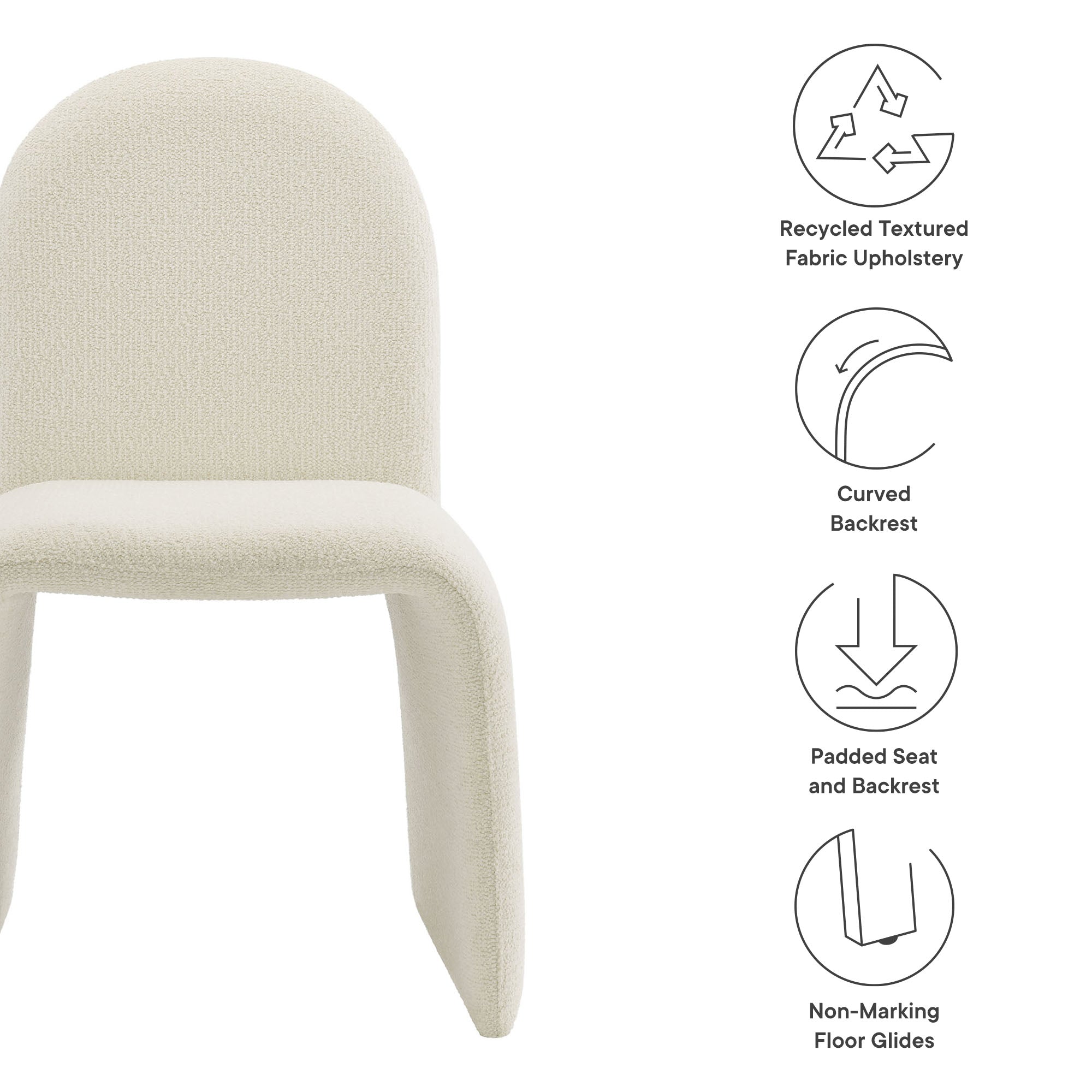Modway Junia Boucle Upholstered Arch Armless Dining Chair