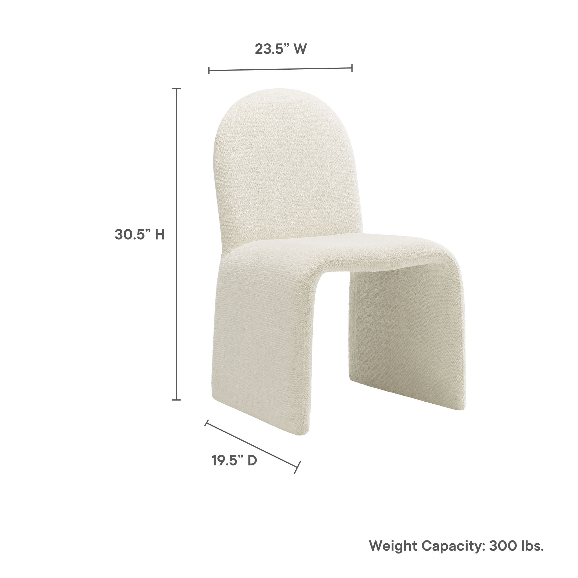 Modway Junia Boucle Upholstered Arch Armless Dining Chair