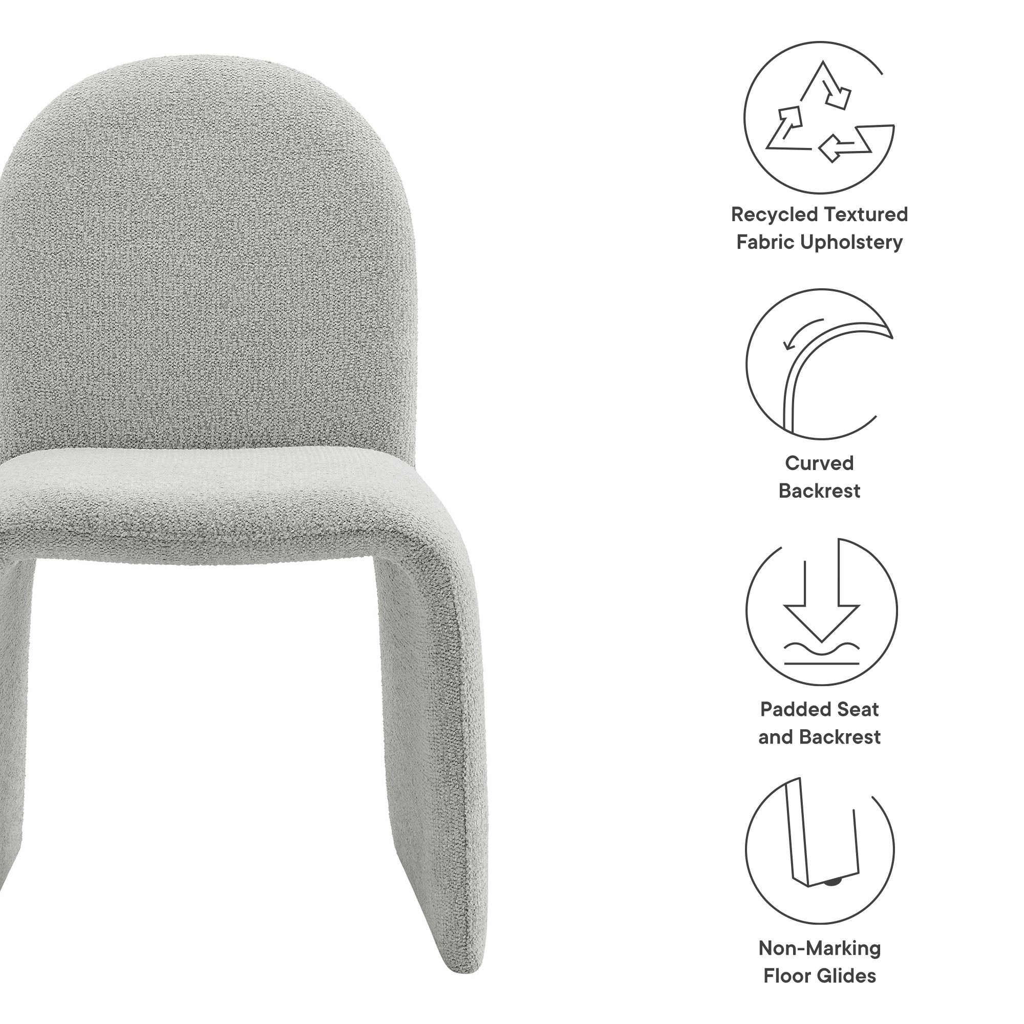 Modway Junia Boucle Upholstered Arch Armless Dining Chair