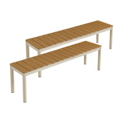 Modway Finn Outdoor Patio Aluminum Bench with Faux Wood Top Set of 2