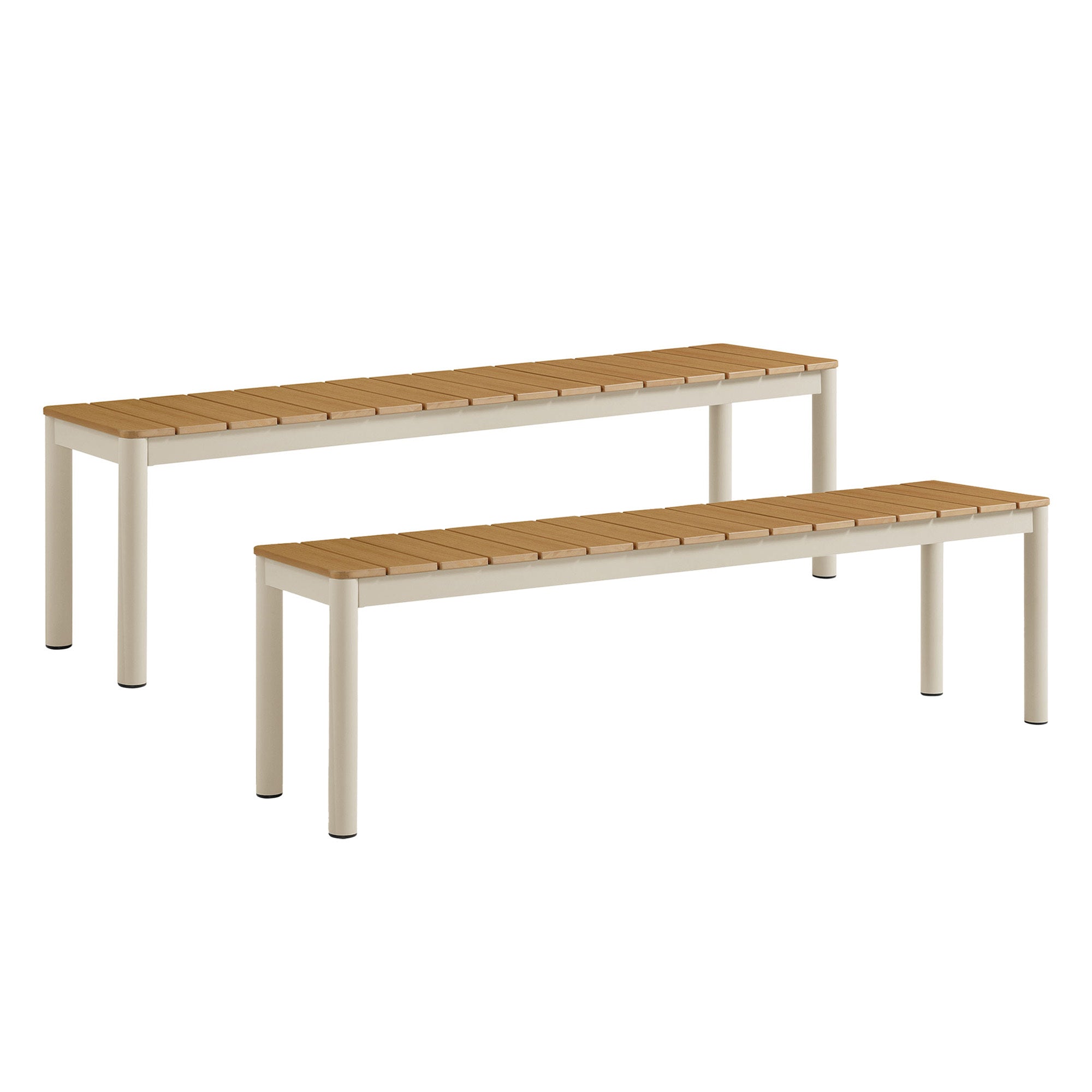 Modway Finn Outdoor Patio Aluminum Bench with Faux Wood Top Set of 2