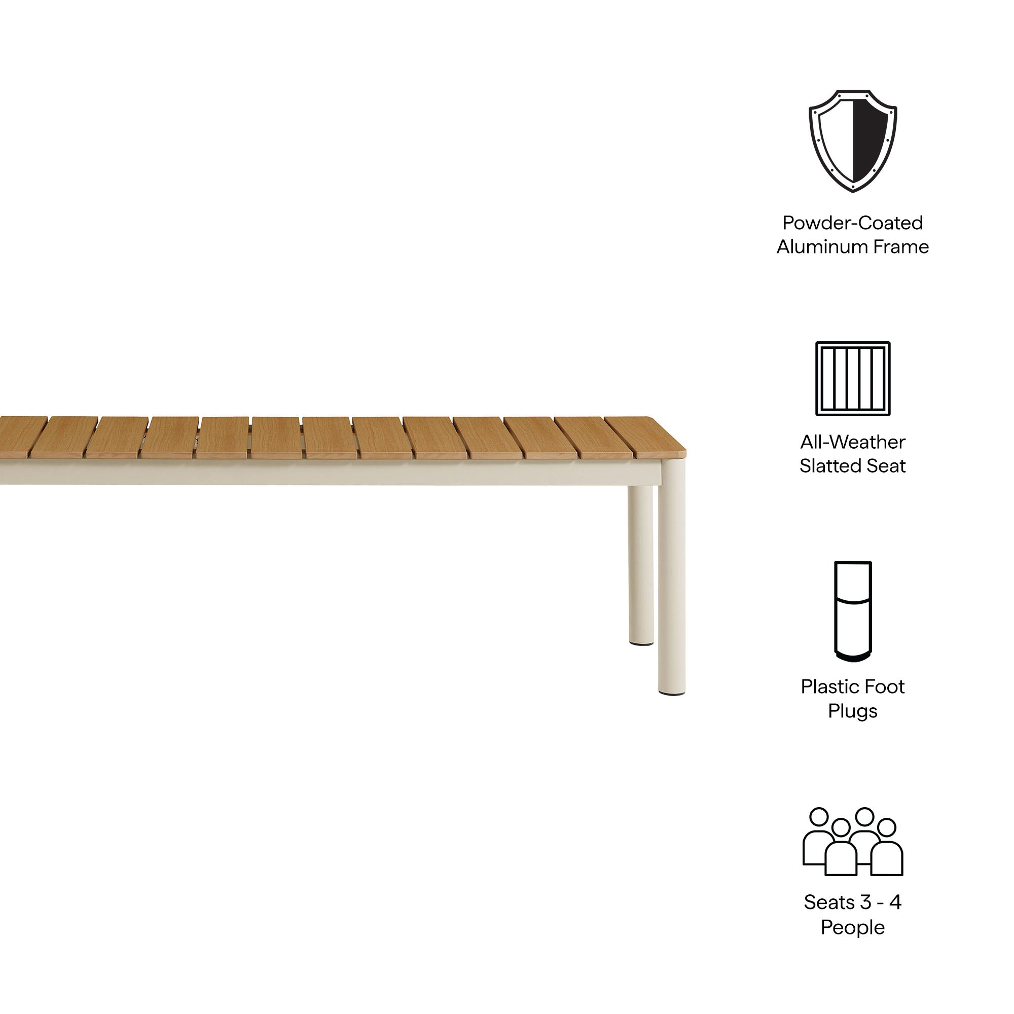 Modway Finn Outdoor Patio Aluminum Bench with Faux Wood Top Set of 2