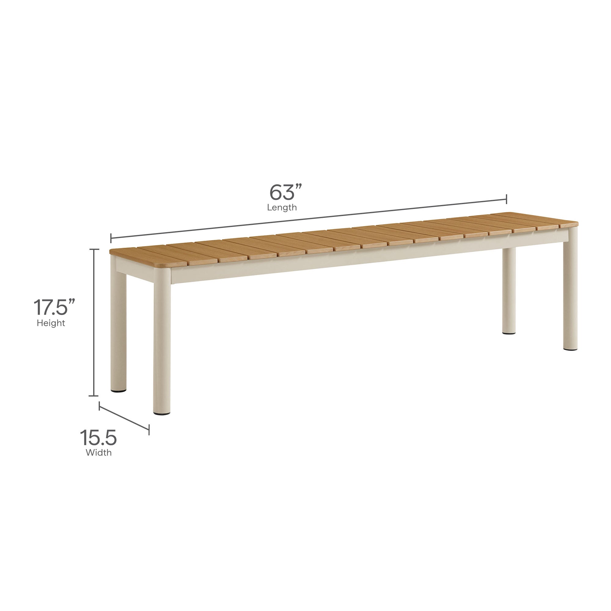 Modway Finn Outdoor Patio Aluminum Bench with Faux Wood Top Set of 2