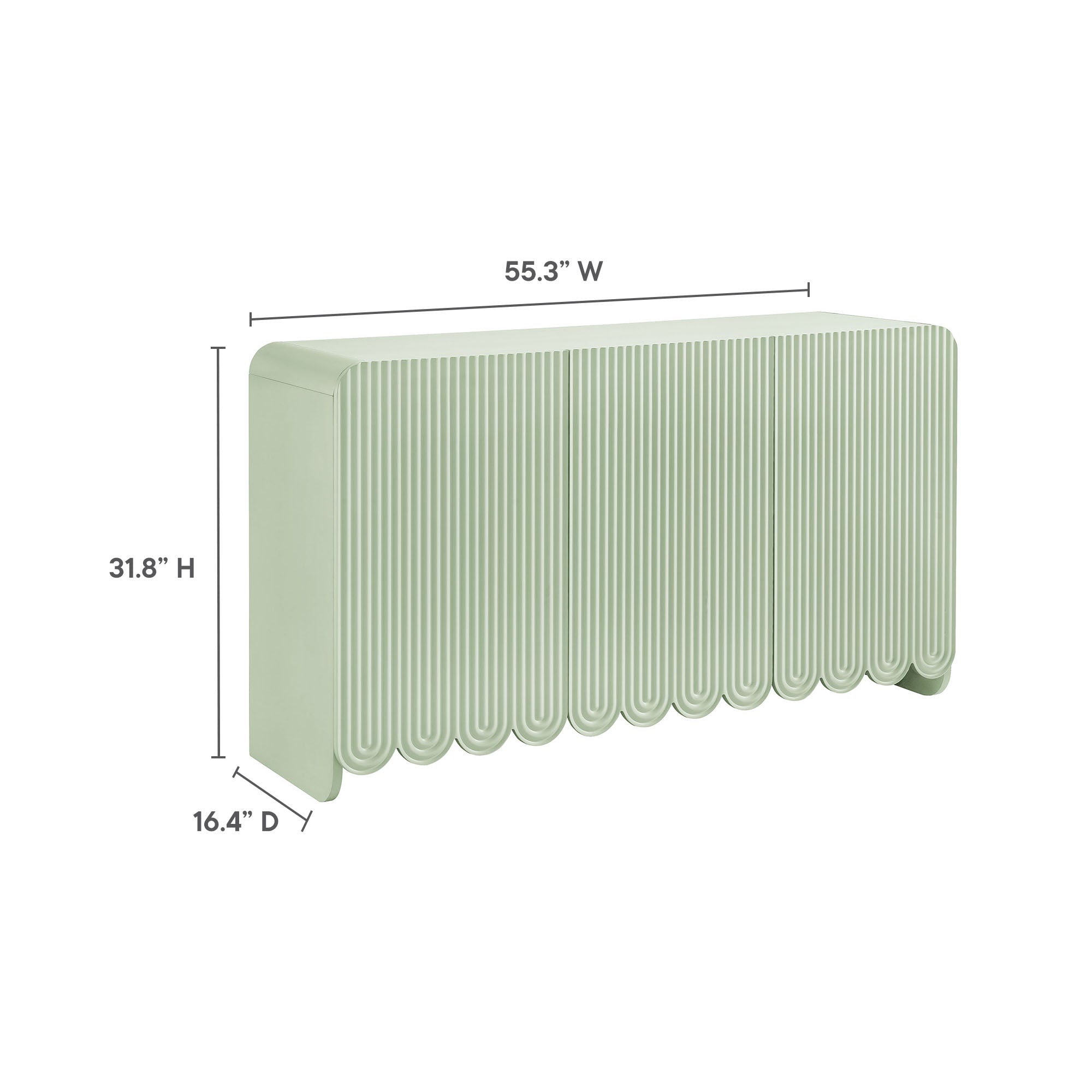 Modway Dahlia Fluted and Scalloped Sideboard Storage Cabinet