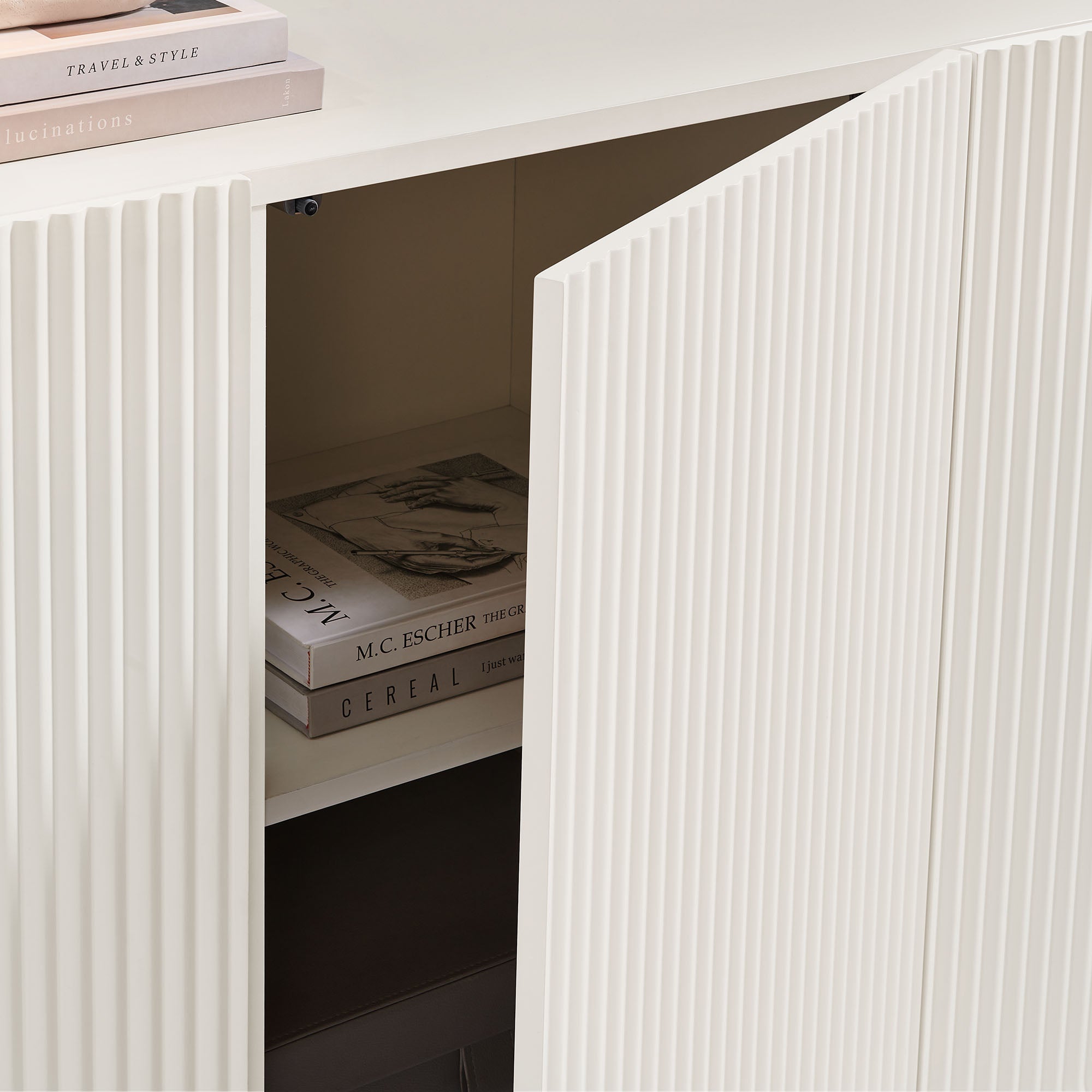 Modway Dahlia Fluted and Scalloped Sideboard Storage Cabinet