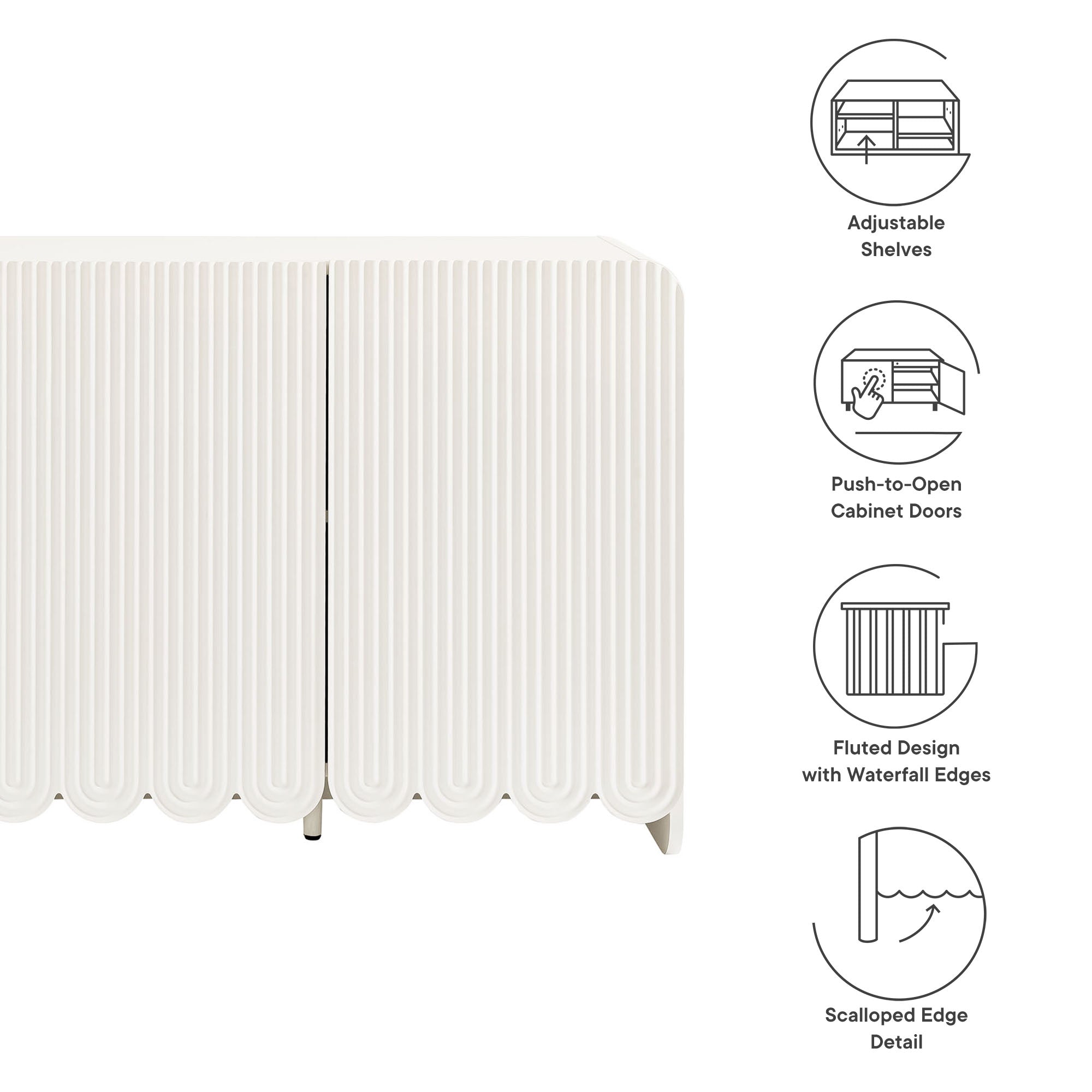 Modway Dahlia Fluted and Scalloped Sideboard Storage Cabinet