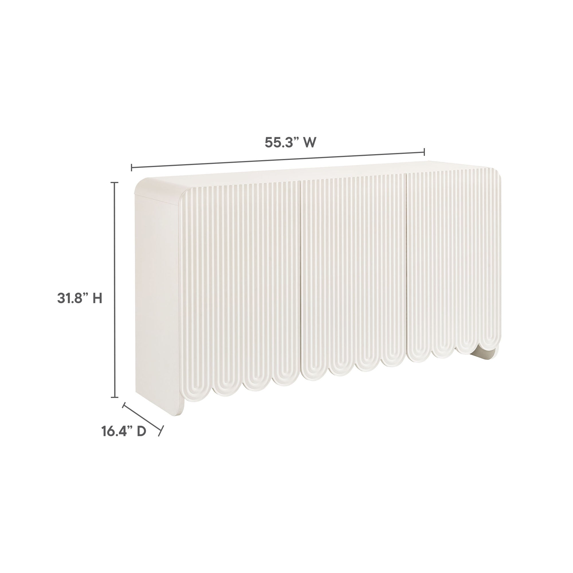 Modway Dahlia Fluted and Scalloped Sideboard Storage Cabinet