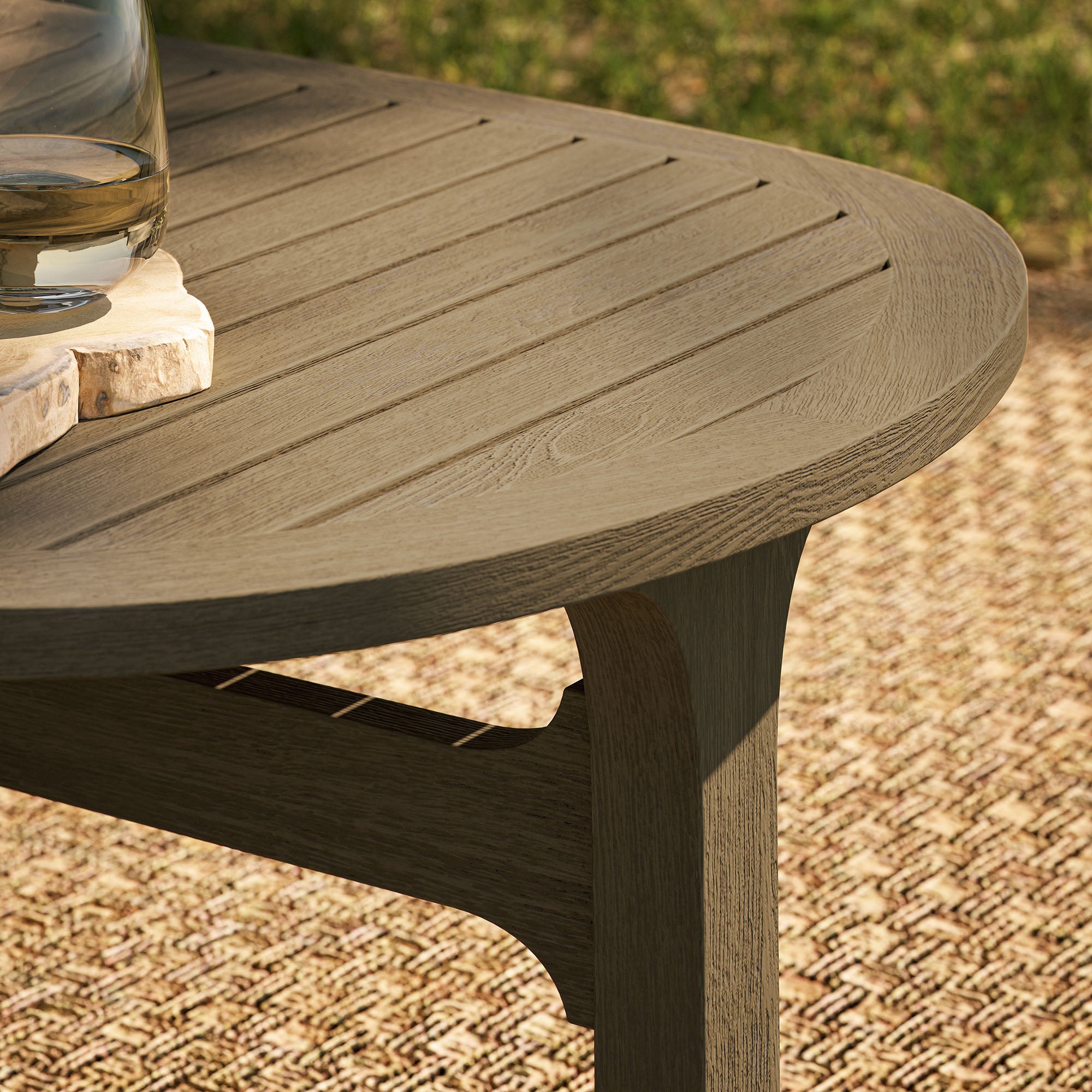 Modway Saratoga Oval Outdoor Patio Teak Wood Coffee Table