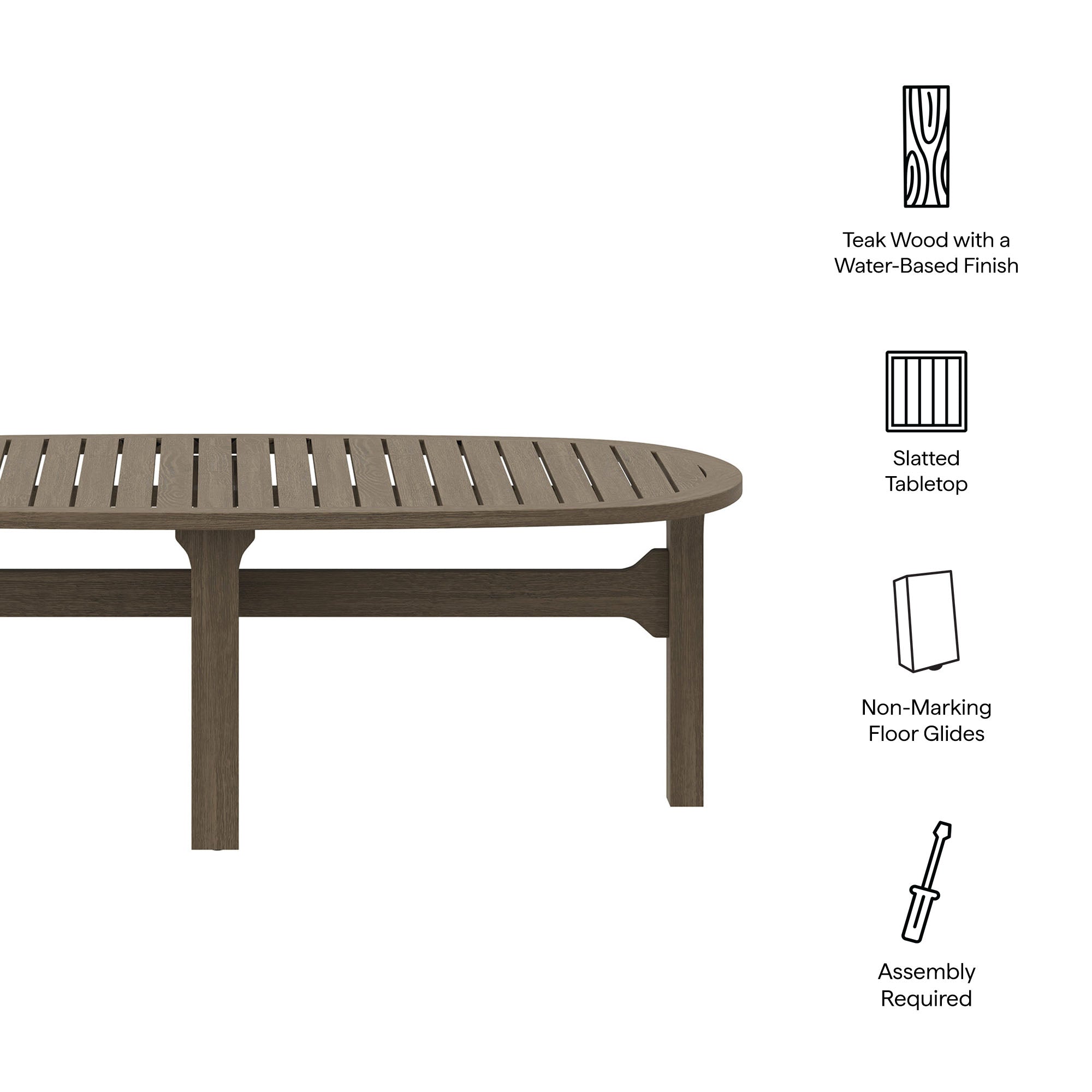 Modway Saratoga Oval Outdoor Patio Teak Wood Coffee Table