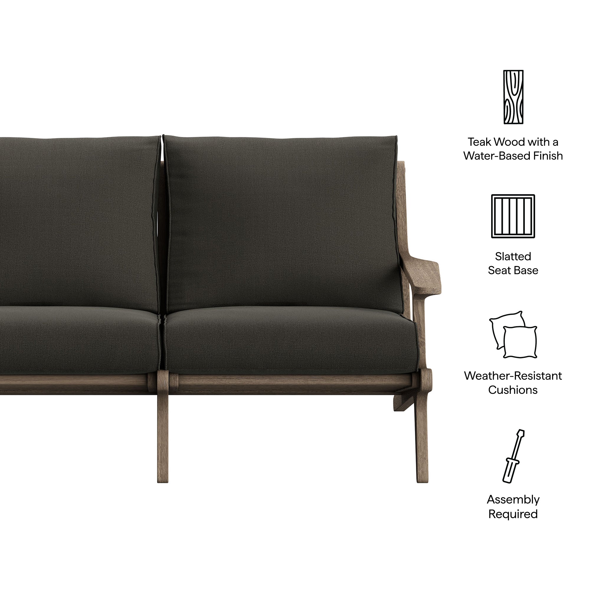 Modway EEI-7247 Saratoga Outdoor Patio Teak Wood Loveseat