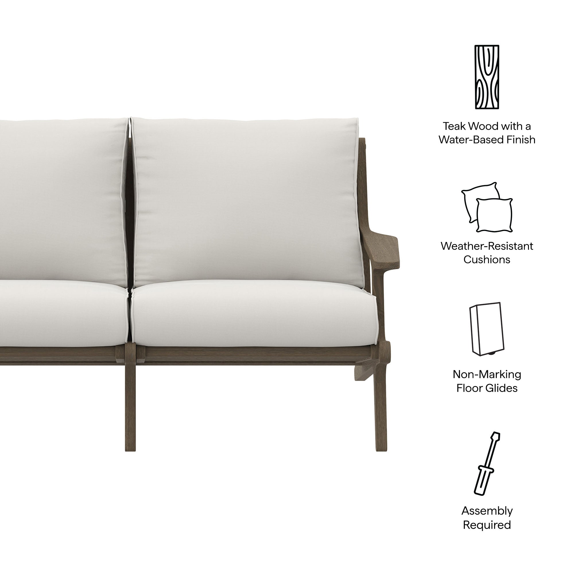 Modway Saratoga Outdoor Patio Teak Wood Loveseat