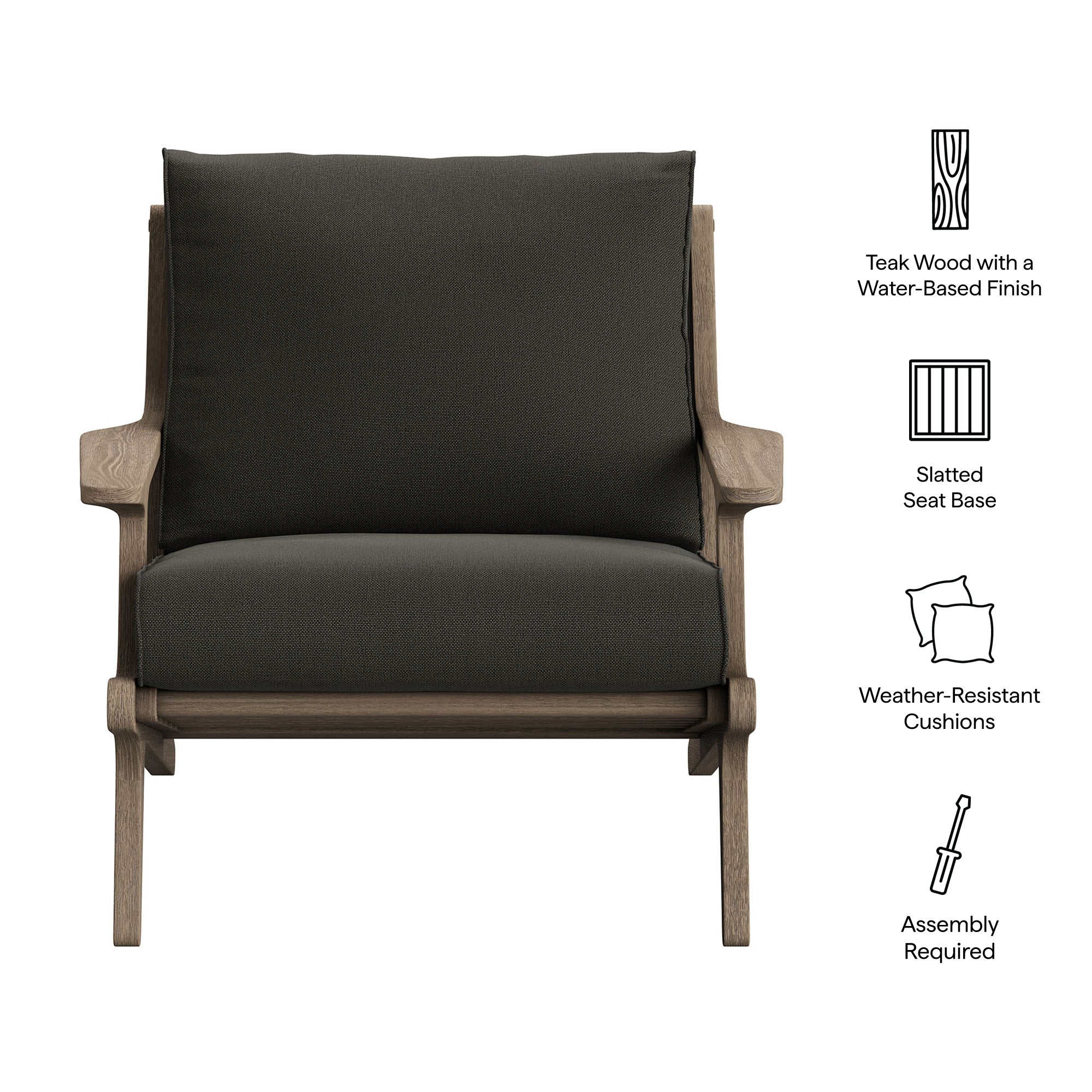 Modway EEI-7248 Saratoga Outdoor Patio Teak Wood Armchair
