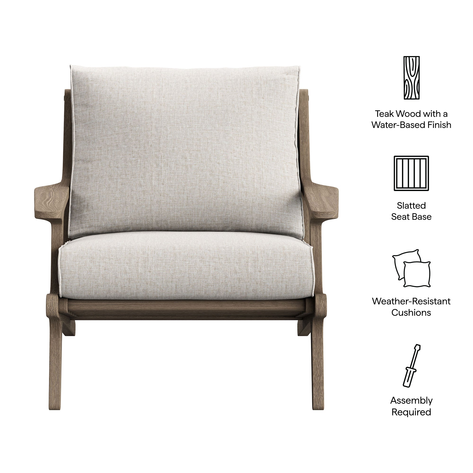 Modway EEI-7248 Saratoga Outdoor Patio Teak Wood Armchair