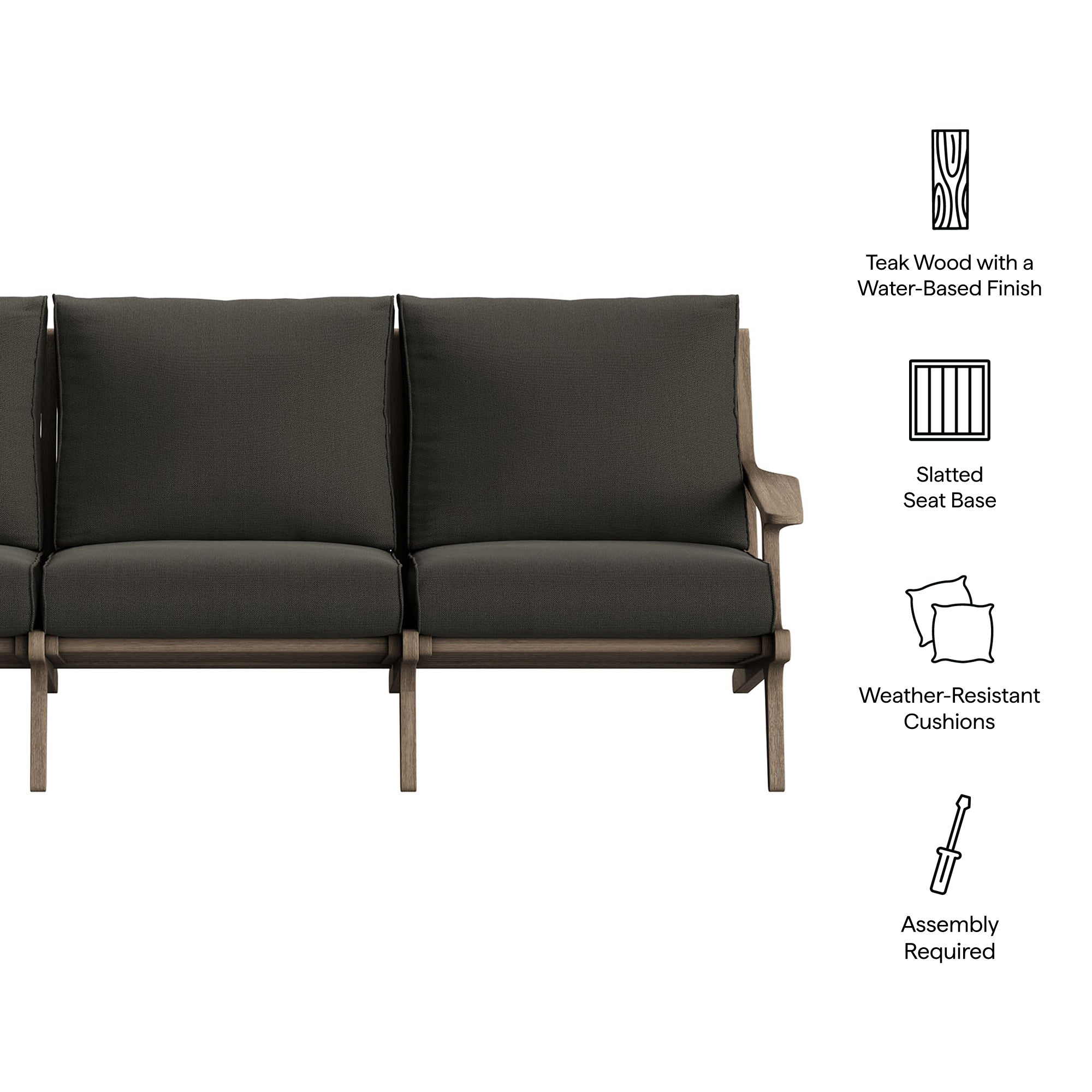 Modway EEI-7249 Saratoga Outdoor Patio Teak Sofa