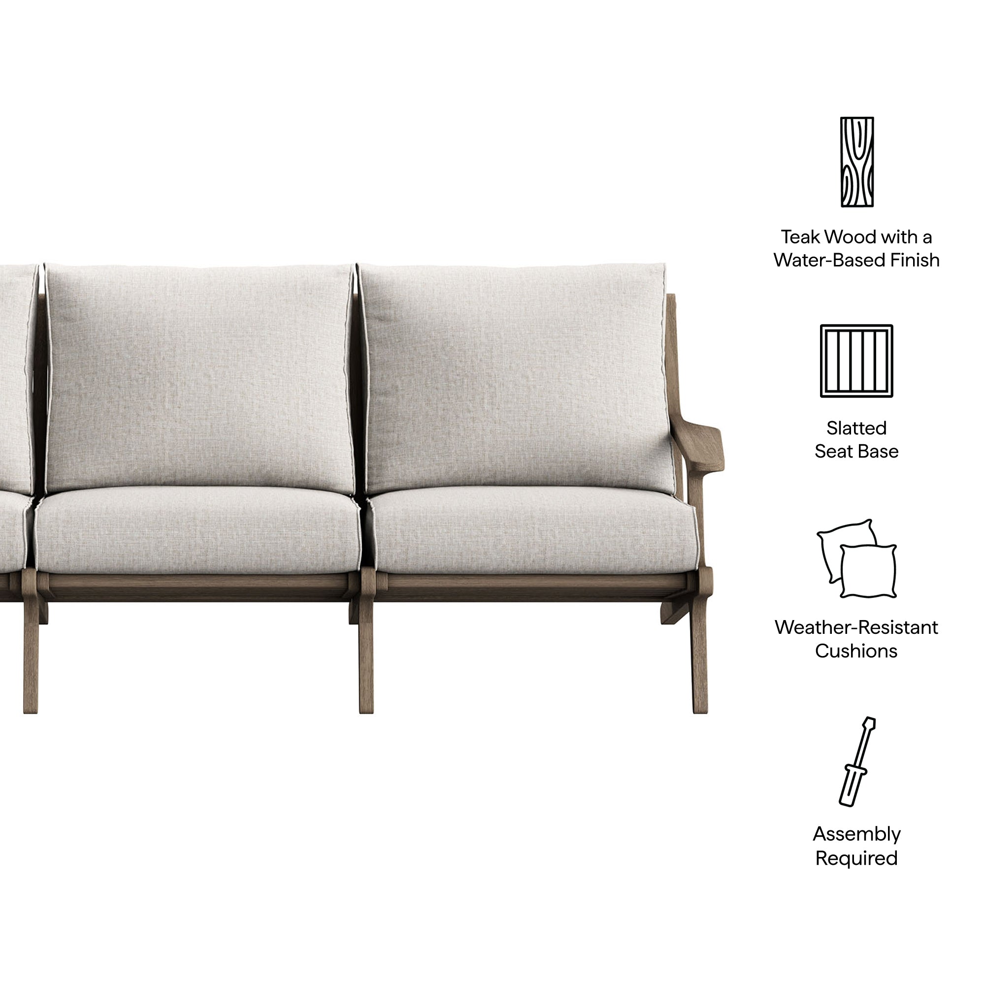 Modway EEI-7249 Saratoga Outdoor Patio Teak Sofa