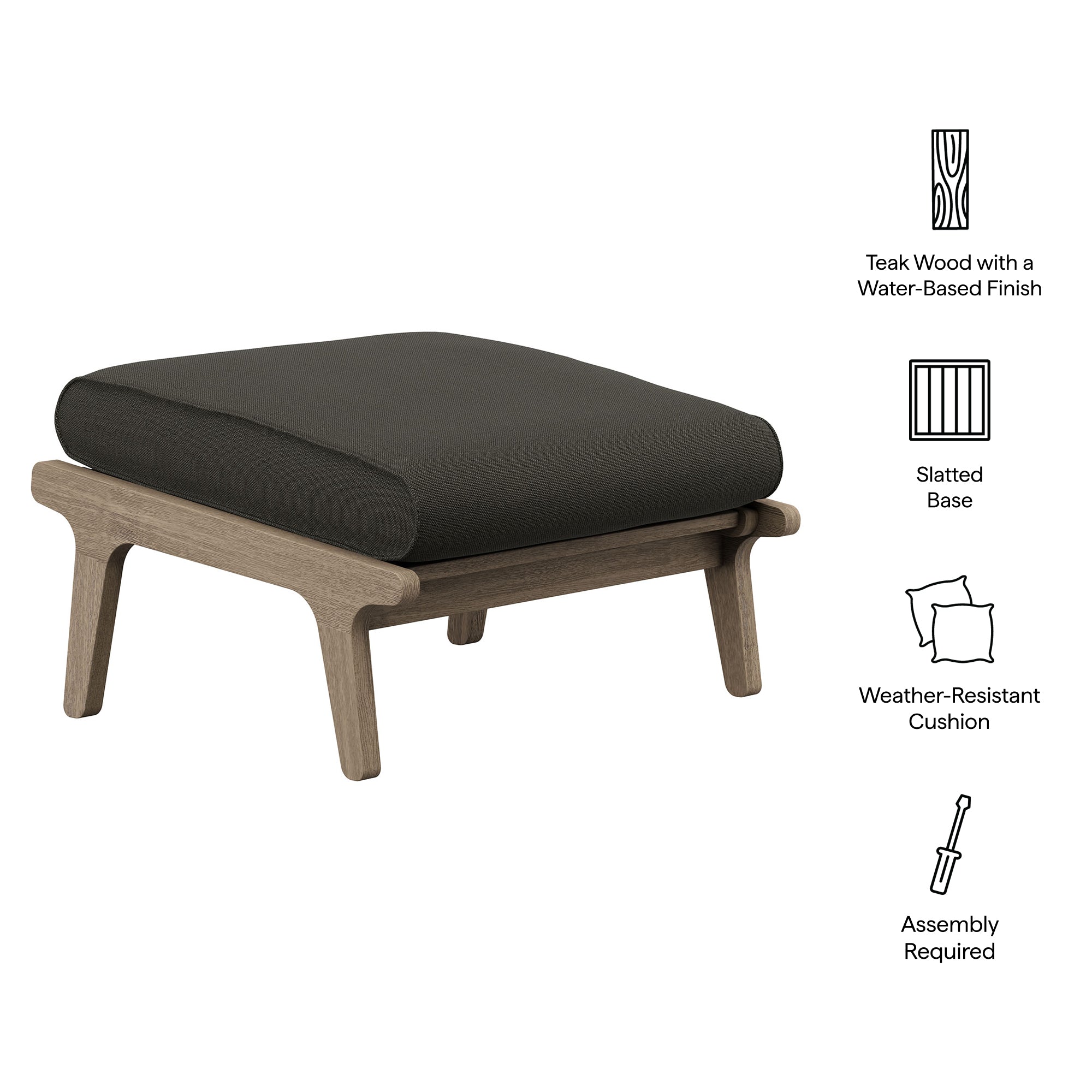 Modway EEI-7250 Saratoga Outdoor Patio Teak Ottoman