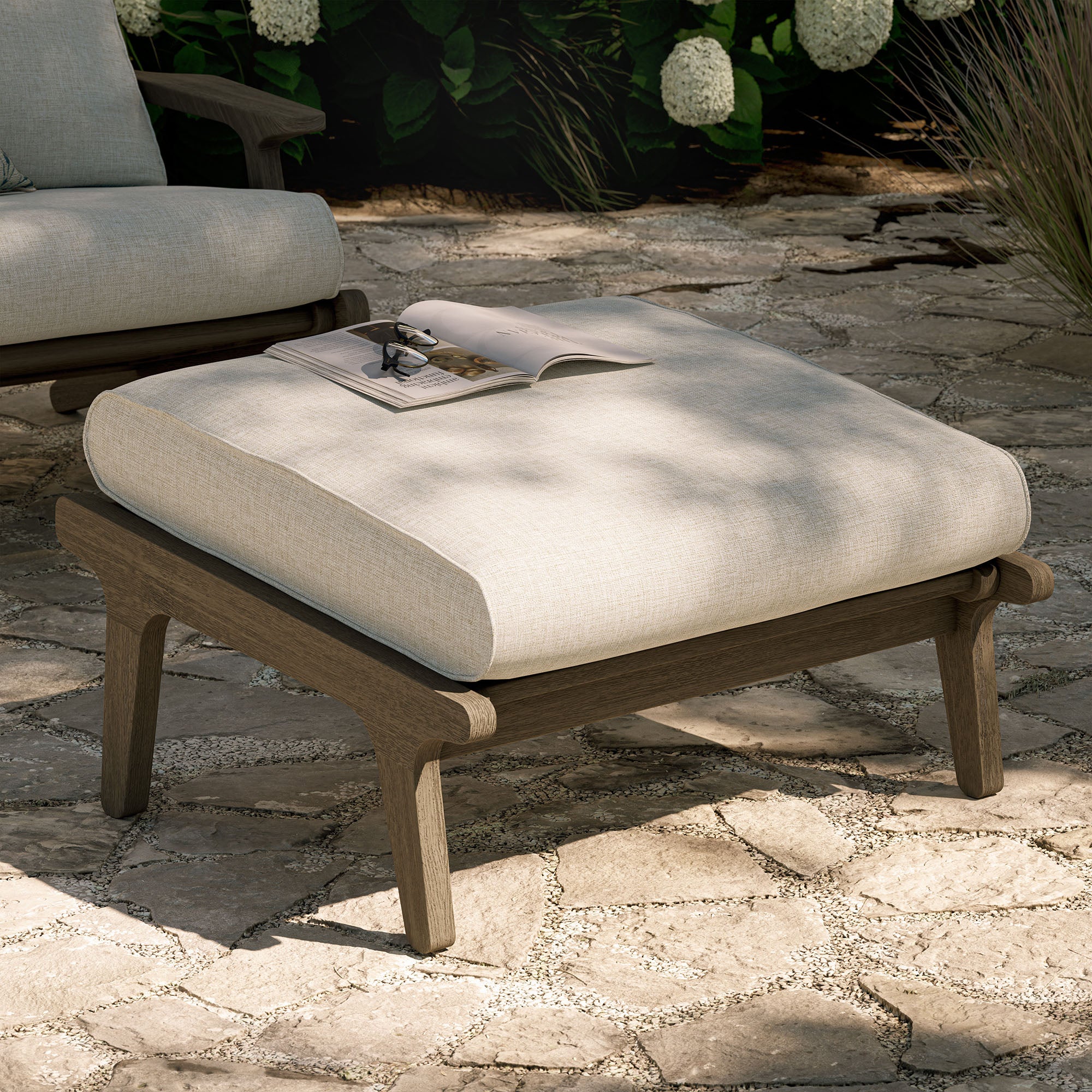 Modway EEI-7250 Saratoga Outdoor Patio Teak Ottoman