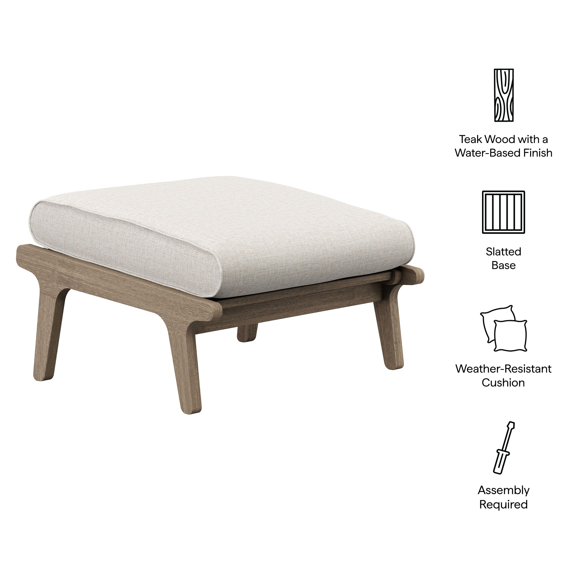 Modway EEI-7250 Saratoga Outdoor Patio Teak Ottoman