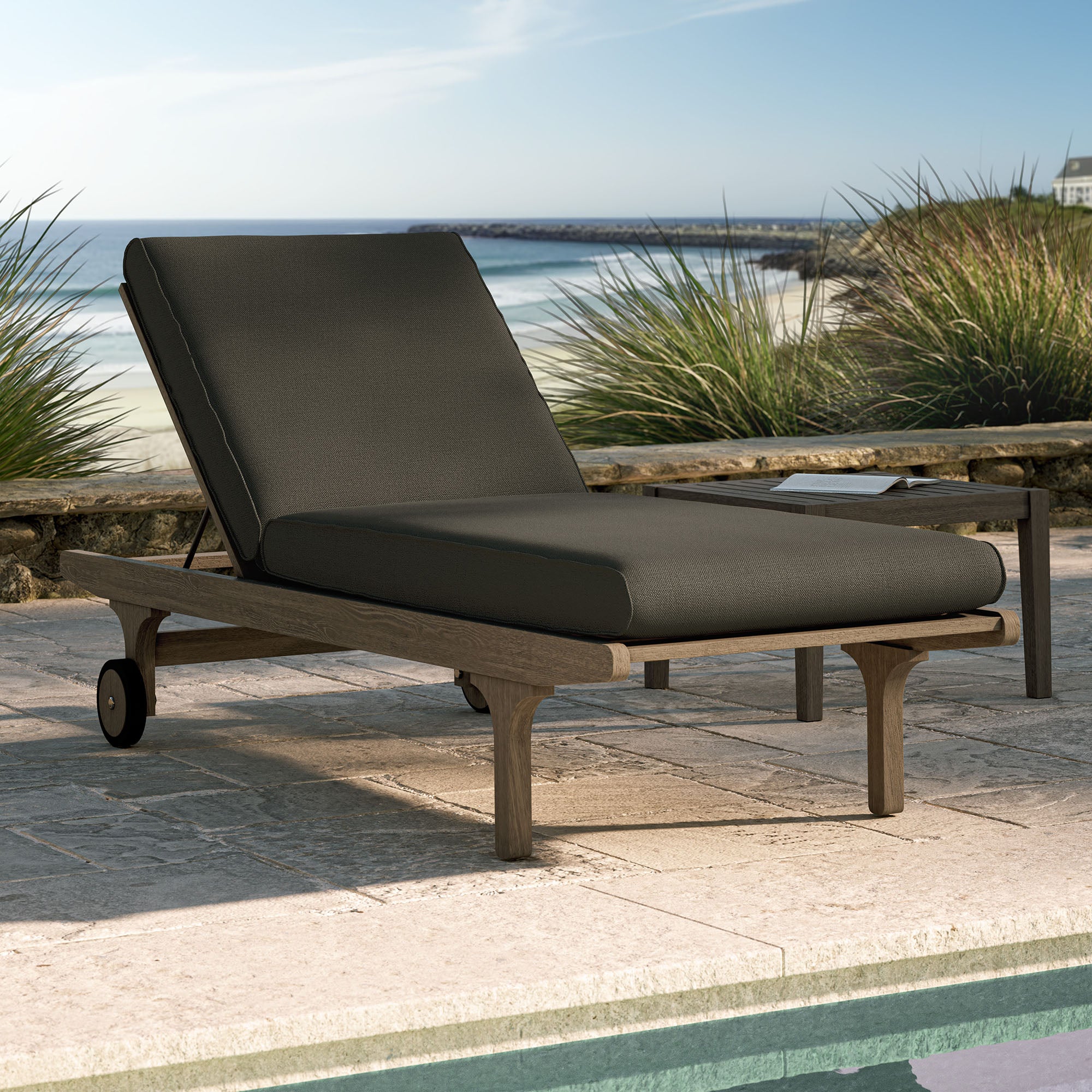 Modway EEI-7251 Saratoga Outdoor Patio Teak Chaise Lounge Chair