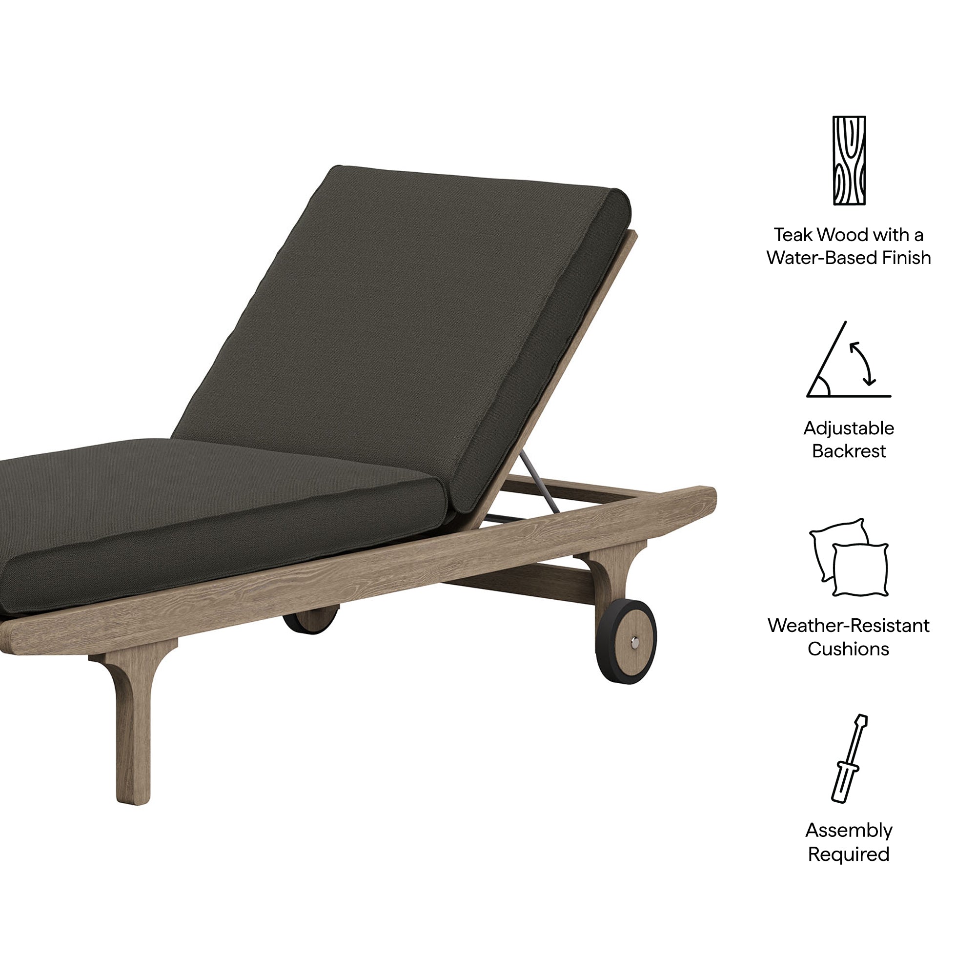 Modway EEI-7251 Saratoga Outdoor Patio Teak Chaise Lounge Chair
