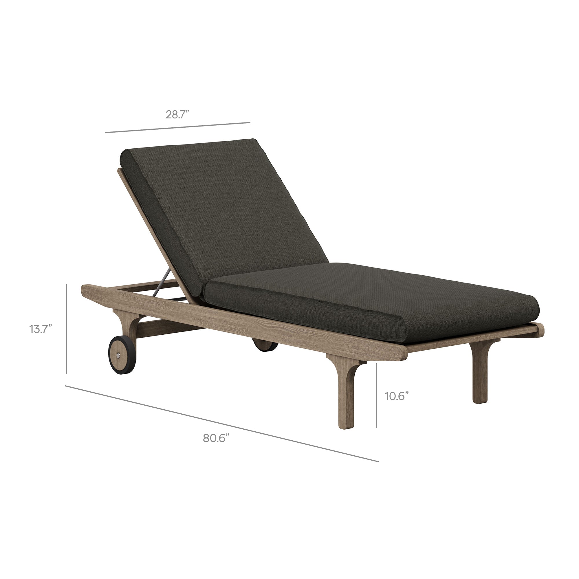 Modway EEI-7269 Saratoga Outdoor Patio Teak Wood 3-Piece Chaise Lounge Furniture Set