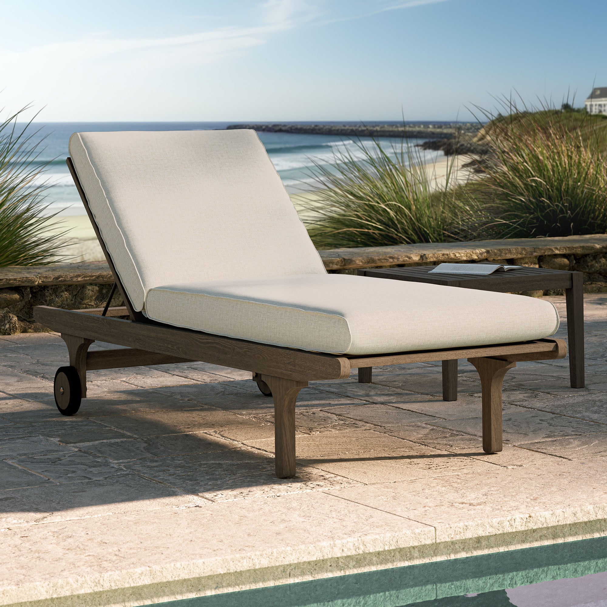 Modway EEI-7251 Saratoga Outdoor Patio Teak Chaise Lounge Chair