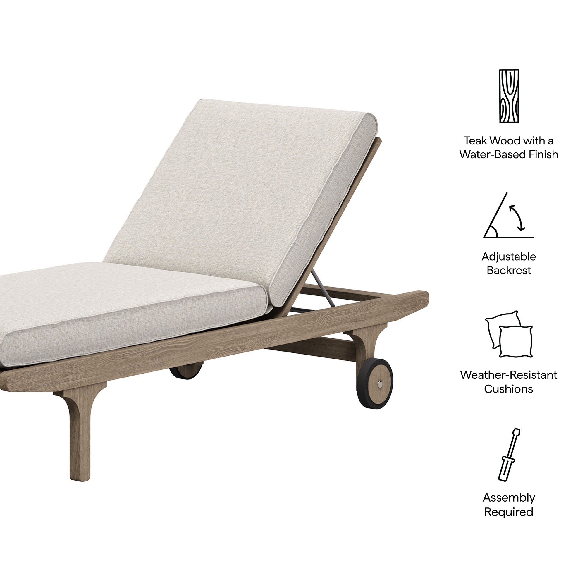 Modway EEI-7251 Saratoga Outdoor Patio Teak Chaise Lounge Chair