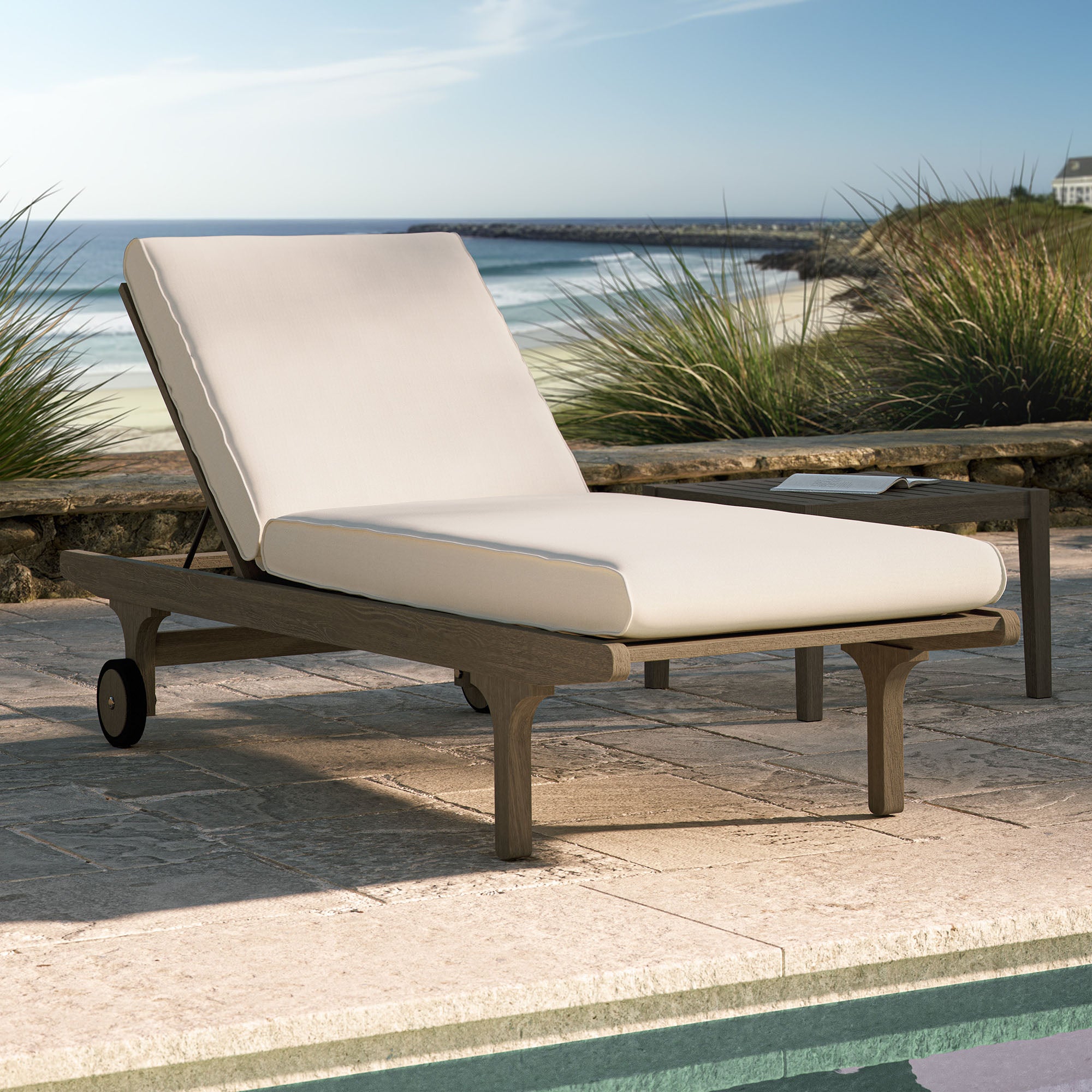 Modway Saratoga Outdoor Patio Teak Chaise Lounge Chair
