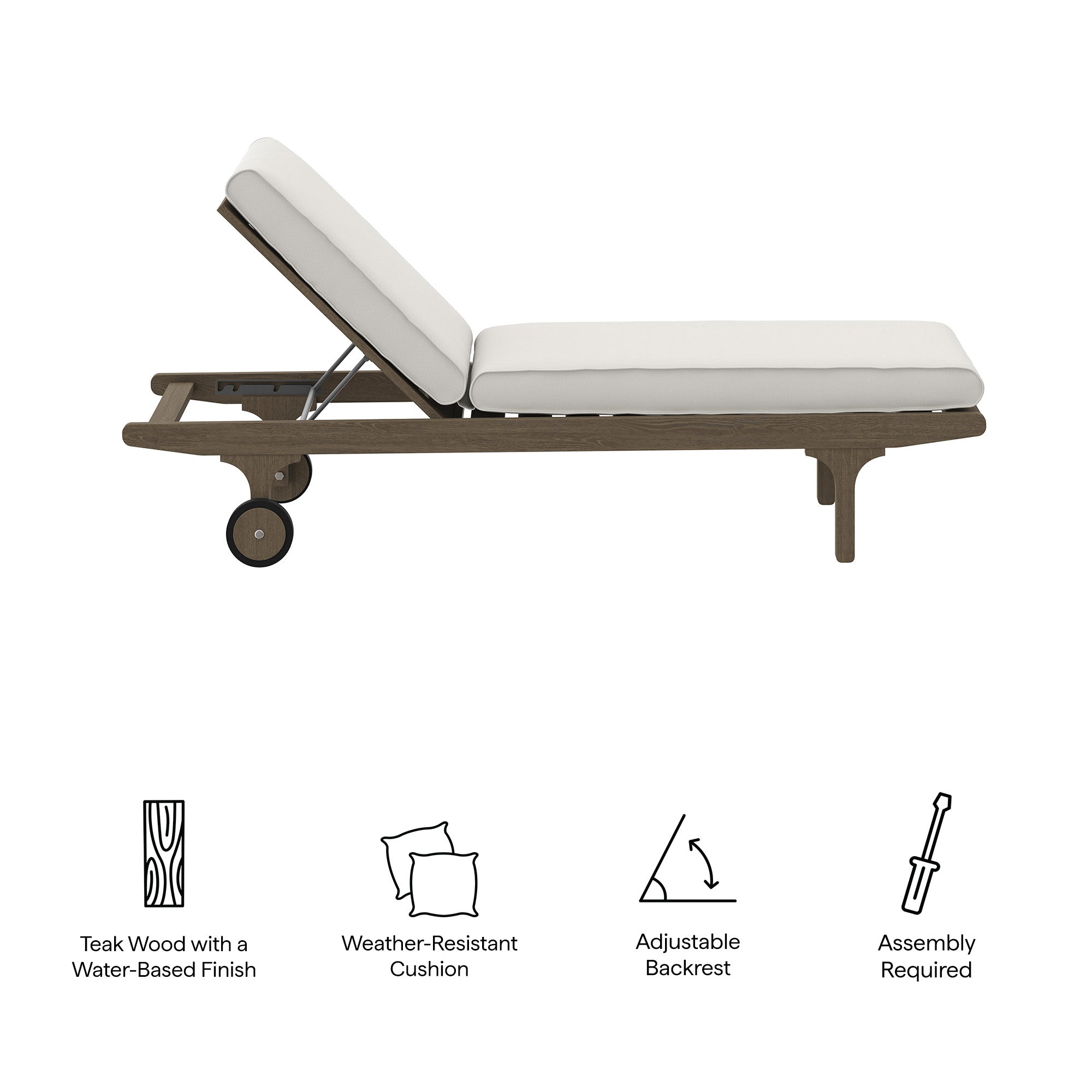 Modway Saratoga Outdoor Patio Teak Chaise Lounge Chair