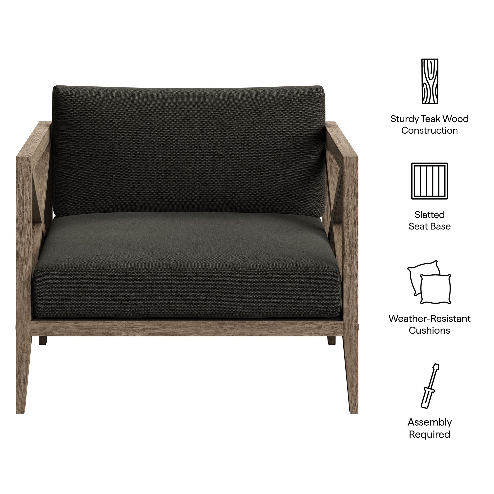 Modway EEI-7252 Northlake Outdoor Patio Teak Armchair