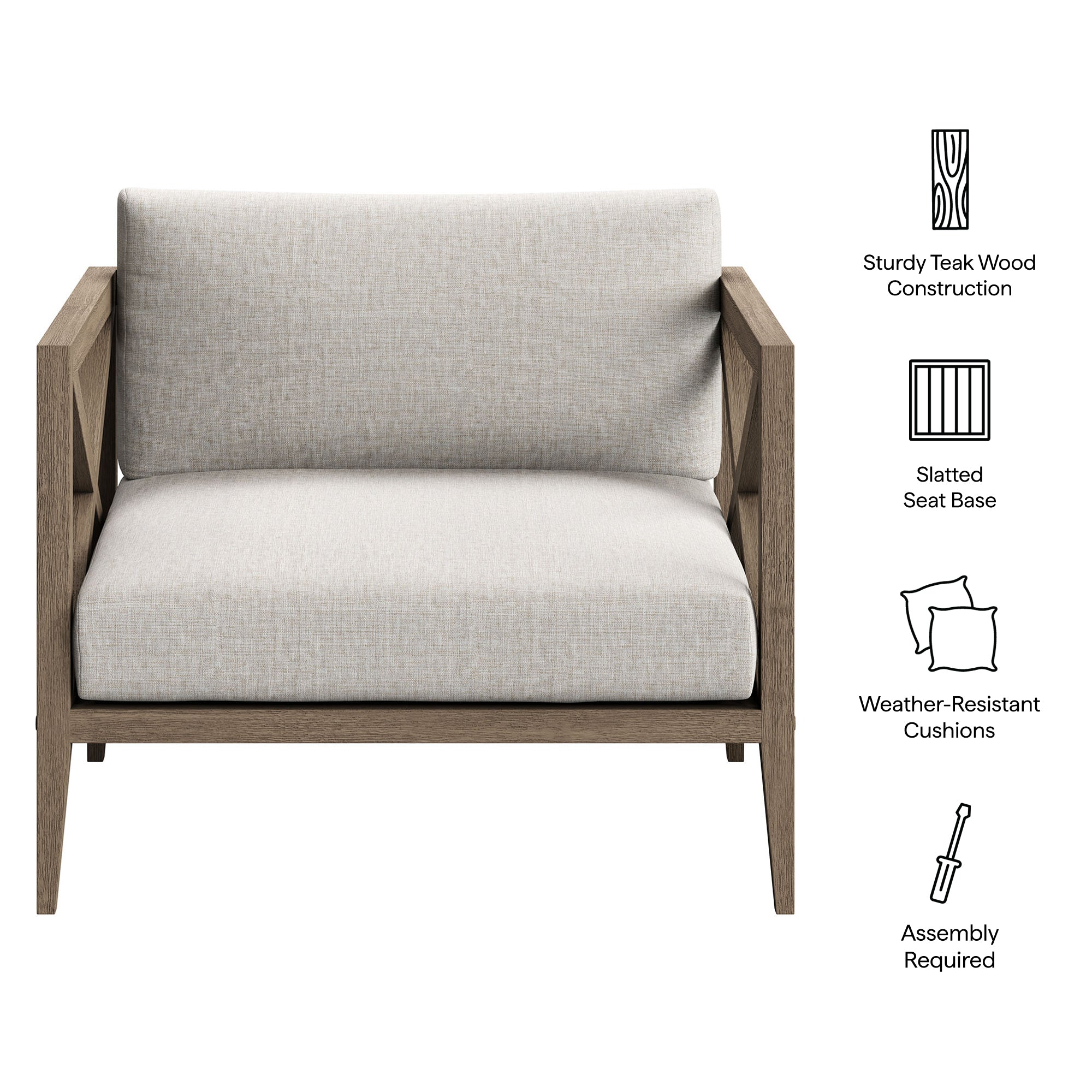 Modway EEI-7252 Northlake Outdoor Patio Teak Armchair