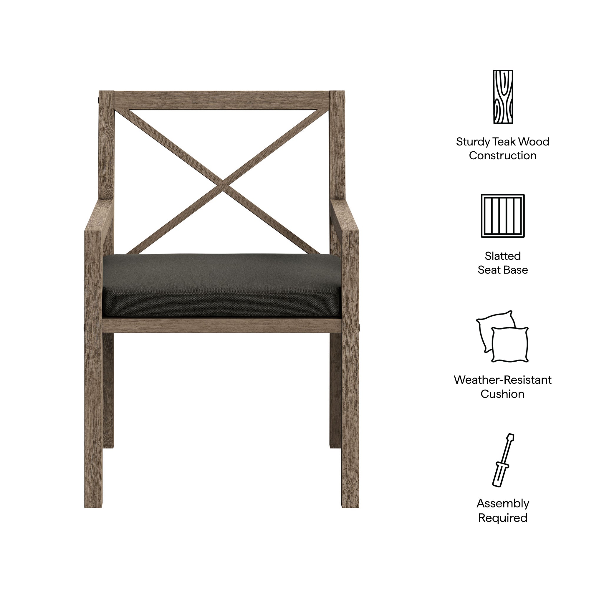 Modway EEI-7253 Northlake Outdoor Patio Teak Dining Armchair