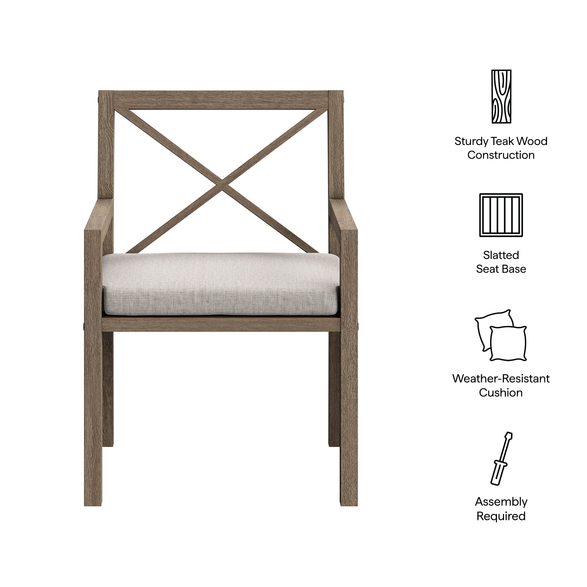 Modway EEI-7253 Northlake Outdoor Patio Teak Dining Armchair