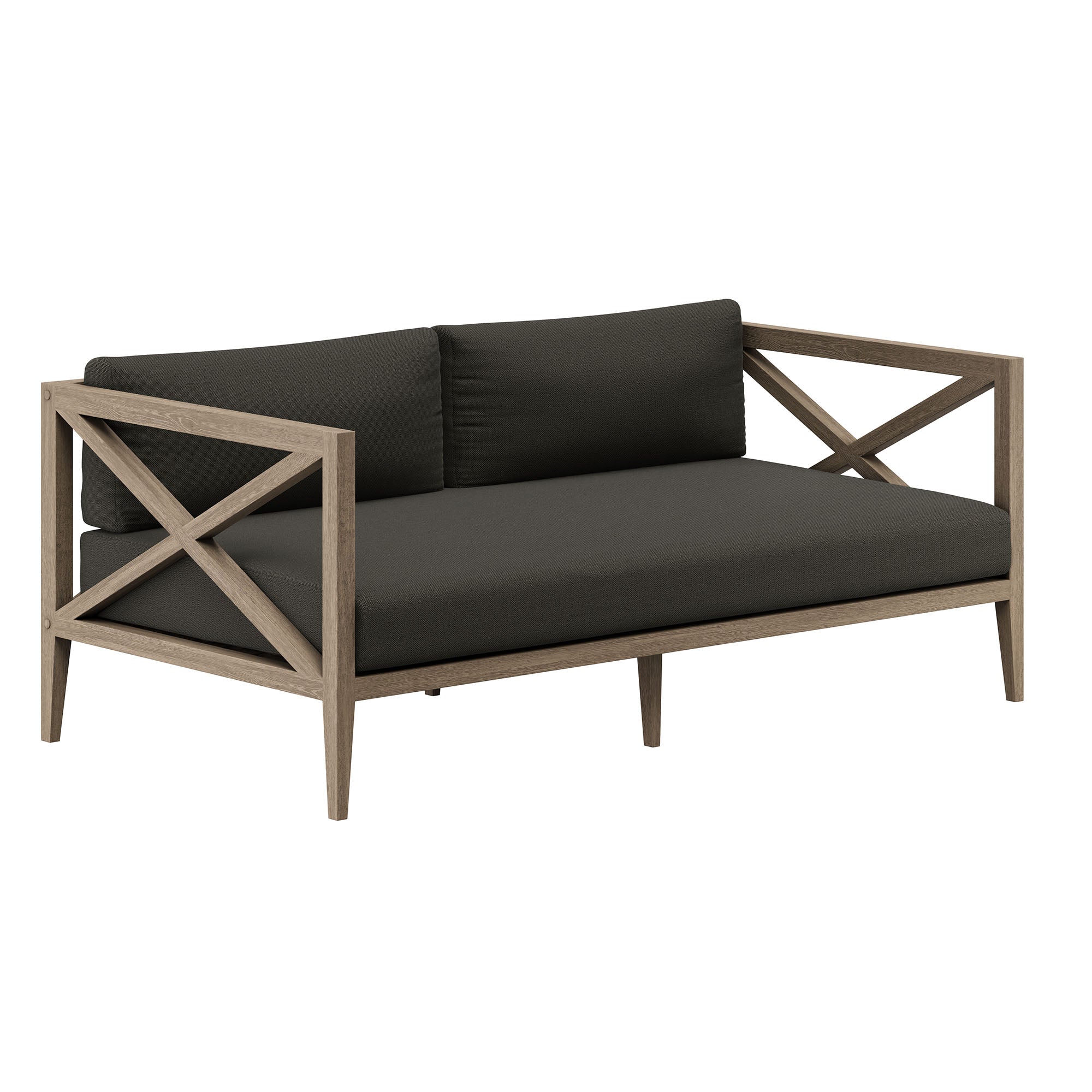 Modway EEI-7273 Northlake Outdoor Patio Teak Wood Loveseat and Ottoman Set